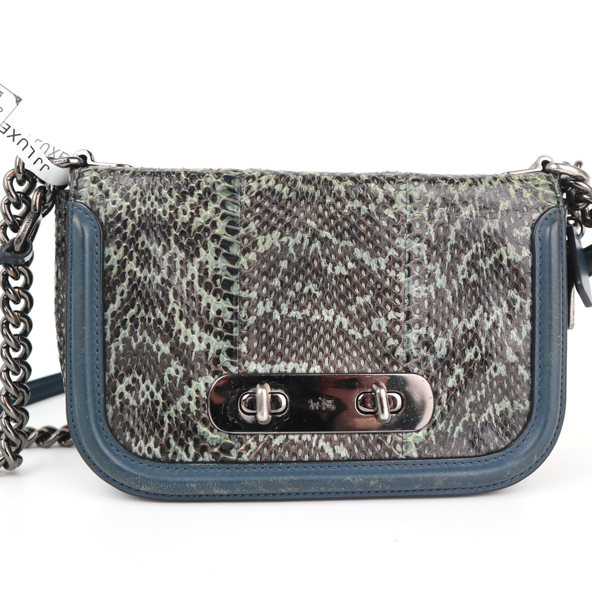 C2455 Coach Crossbody Bag Swagger Shoulder Bag 20 Snakeskin Embossed Leather | Pre-Owned Very Good Leather Snakeskin Embossed