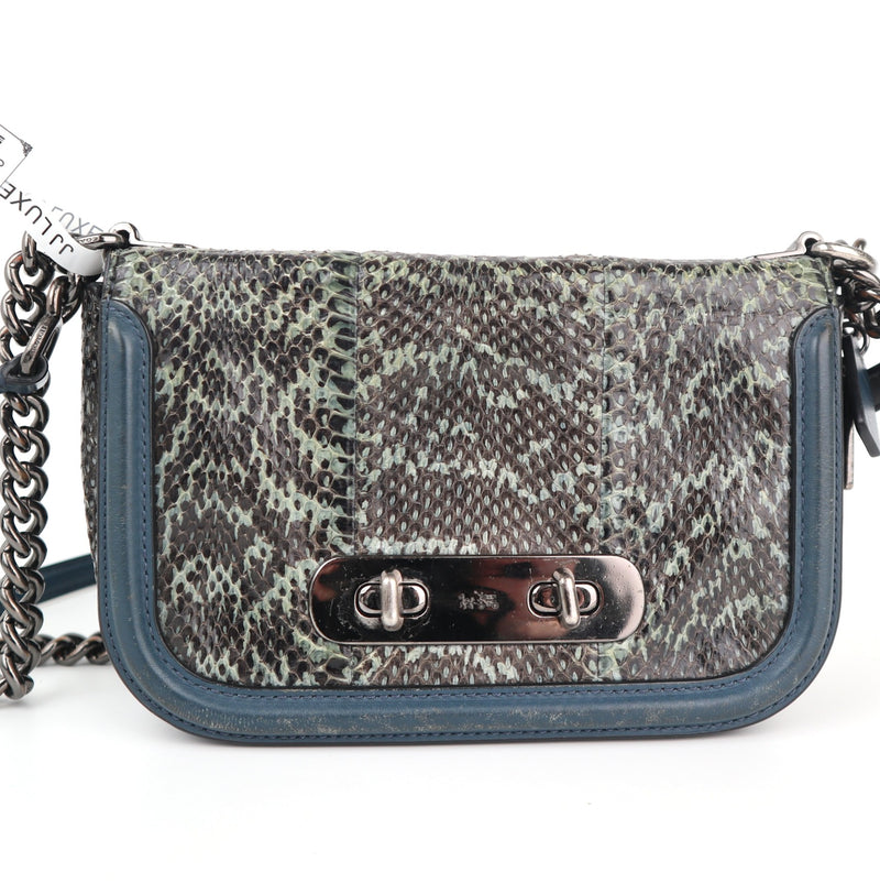 C2455 Coach Crossbody Bag Swagger Shoulder Bag 20 Snakeskin Embossed Leather | Pre-Owned Very Good Leather Snakeskin Embossed