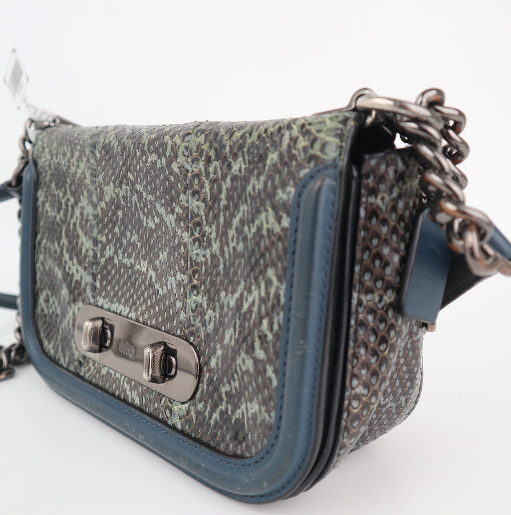 C2455 Coach Crossbody Bag Swagger Shoulder Bag 20 Snakeskin Embossed Leather | Pre-Owned Very Good Leather Snakeskin Embossed