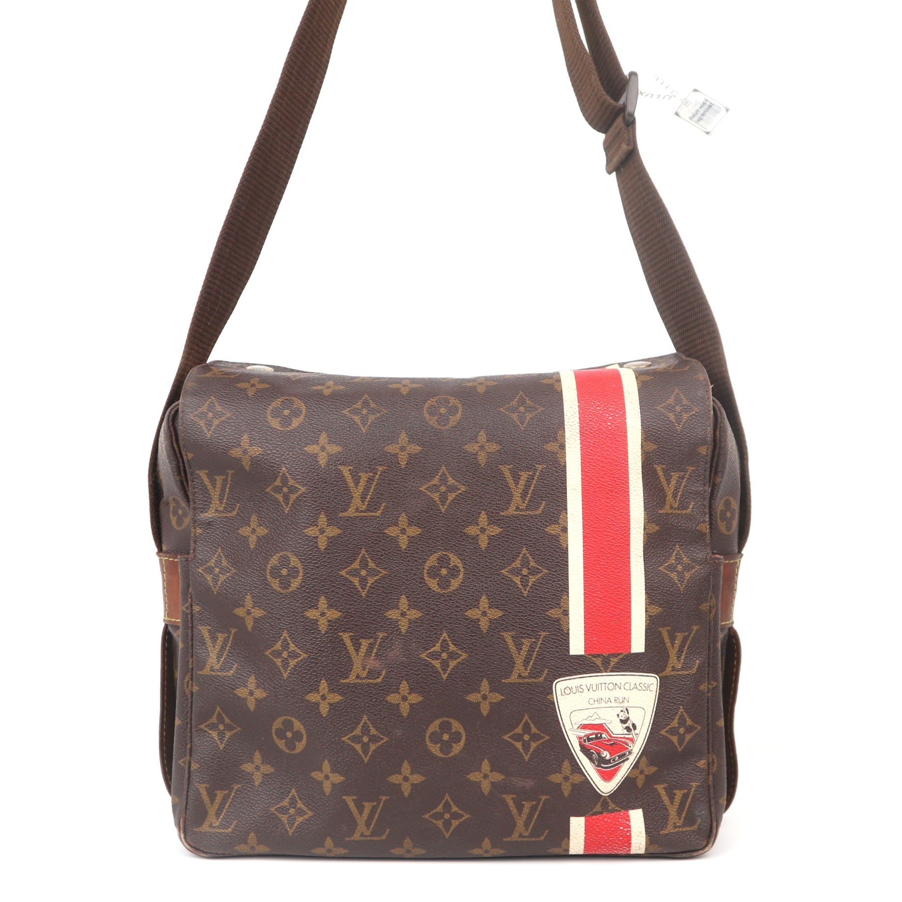 C1046 Louis Vuitton Brown China Run Monogram Canvas Naviglio-Pre Owned