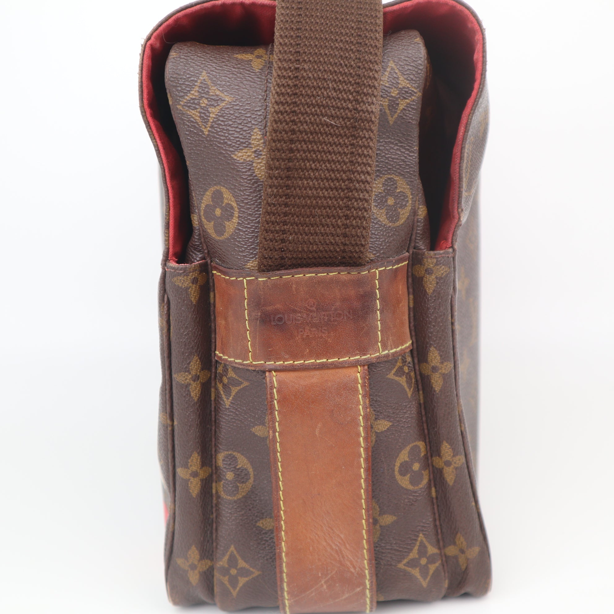 C1046 Louis Vuitton Brown China Run Monogram Canvas Naviglio-Pre Owned