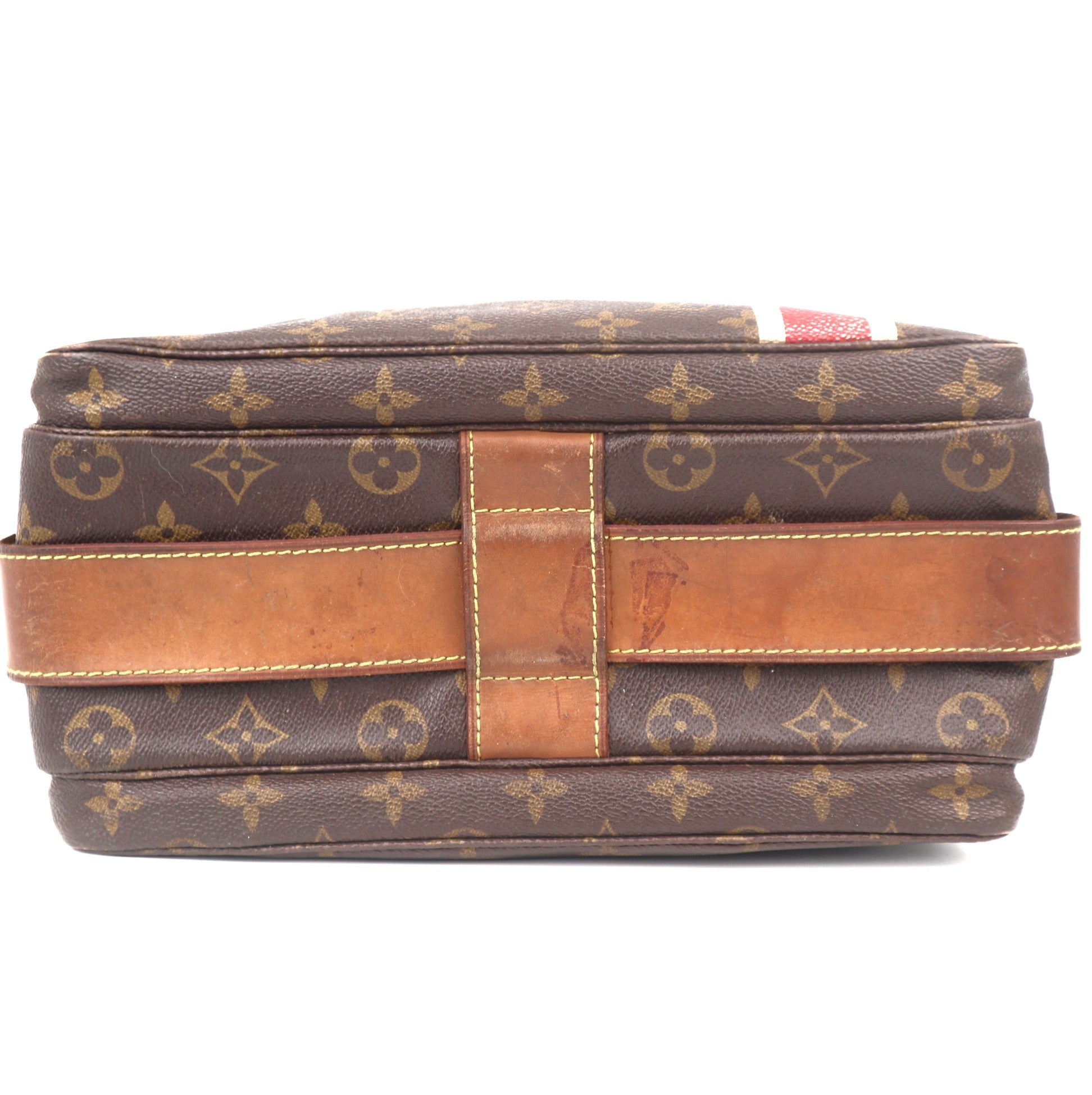 C1046 Louis Vuitton Brown China Run Monogram Canvas Naviglio-Pre Owned