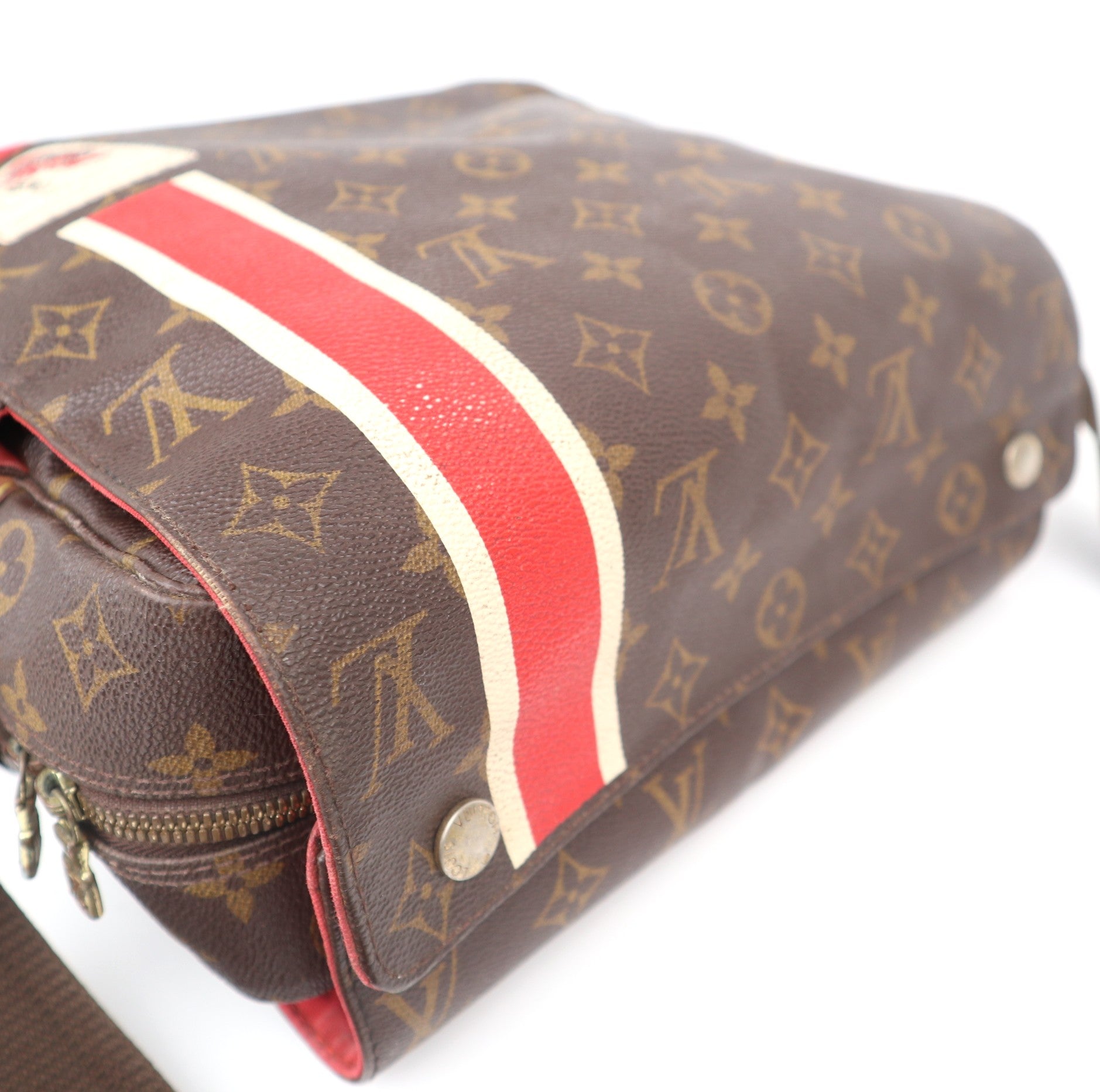 C1046 Louis Vuitton Brown China Run Monogram Canvas Naviglio-Pre Owned