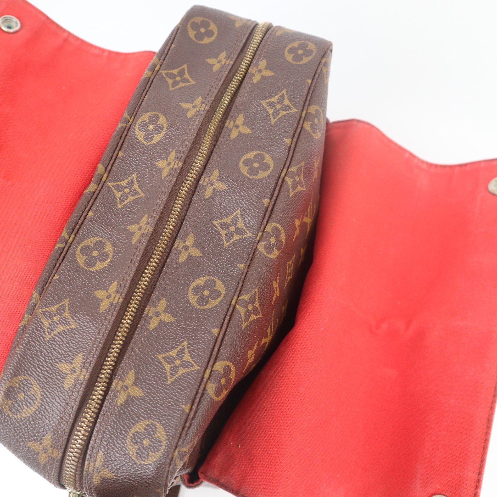 C1046 Louis Vuitton Brown China Run Monogram Canvas Naviglio-Pre Owned
