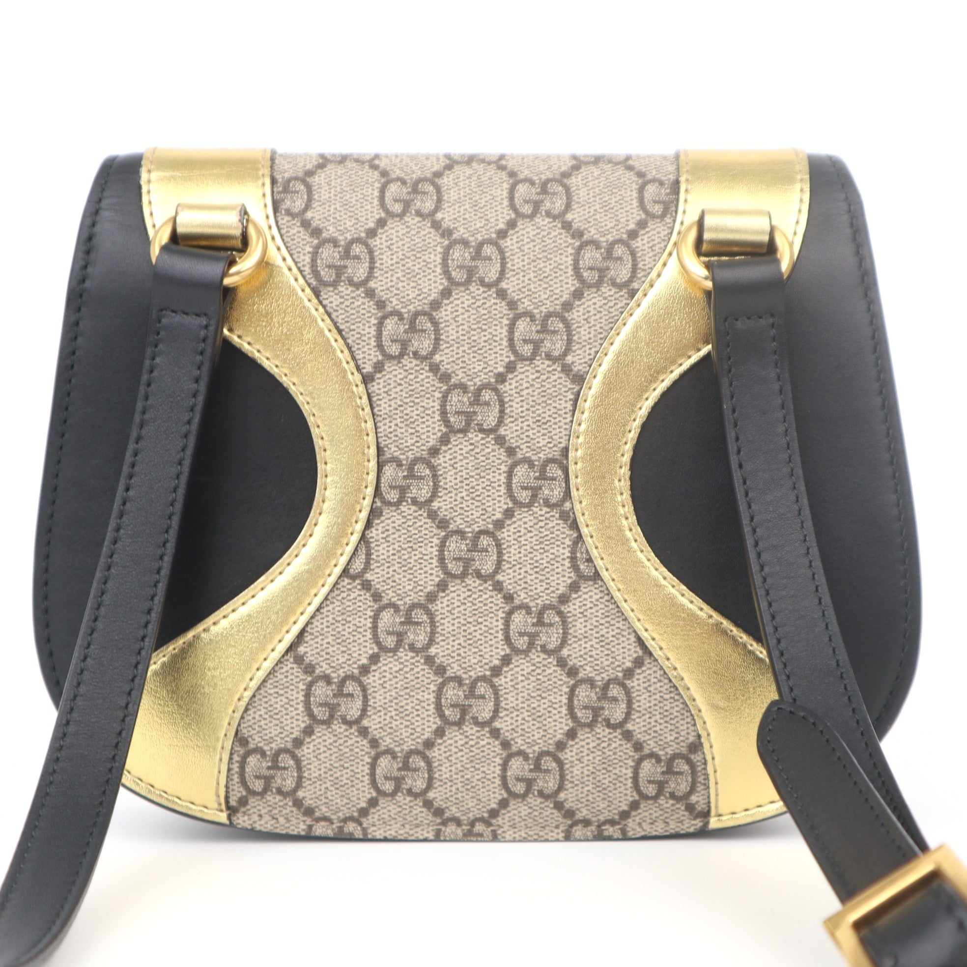 C1047 GUCCI GG Supreme Small Osiride Shoulder Bag With Black & Gold Trim Tiger Head-Pre Owned