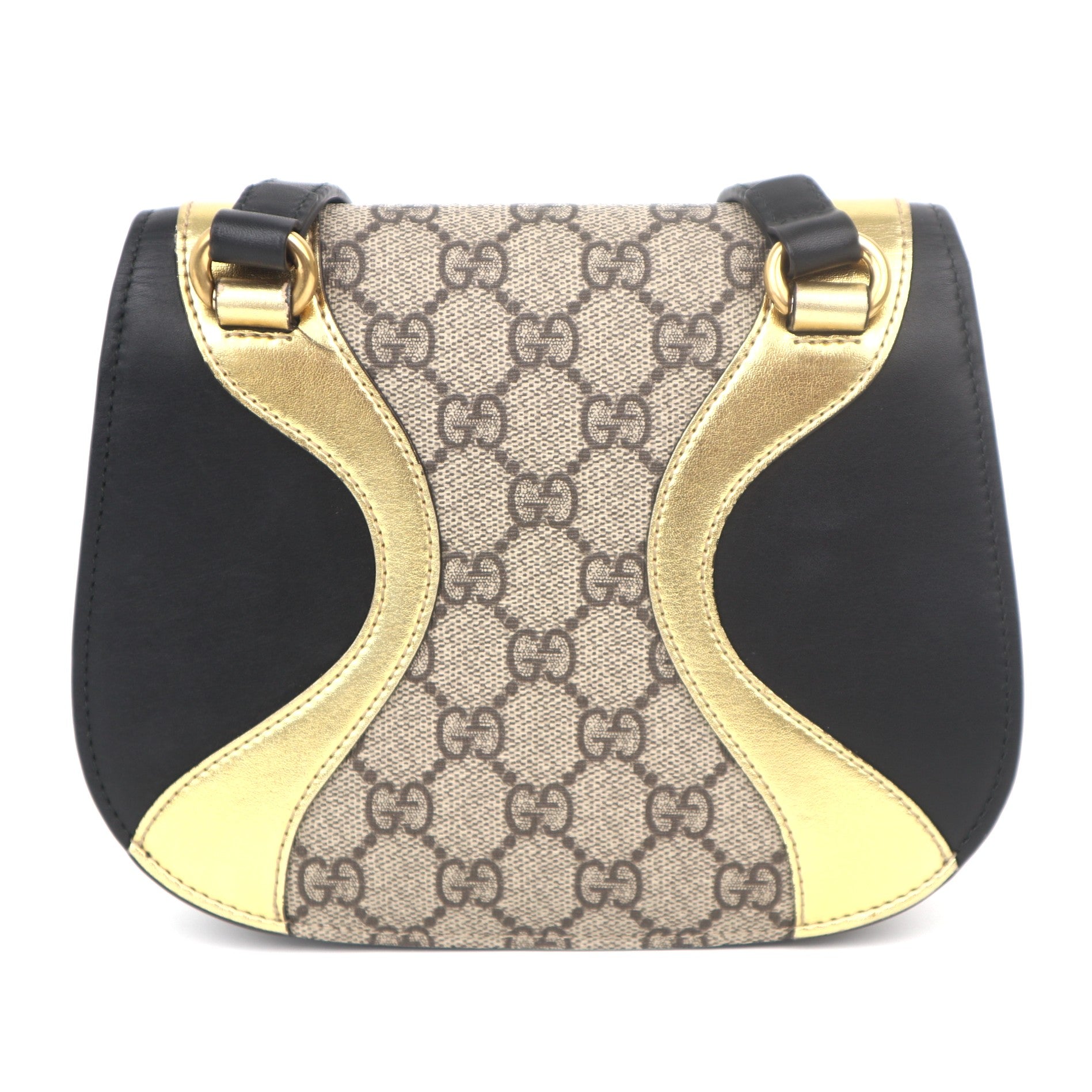 C1047 GUCCI GG Supreme Small Osiride Shoulder Bag With Black & Gold Trim Tiger Head-Pre Owned