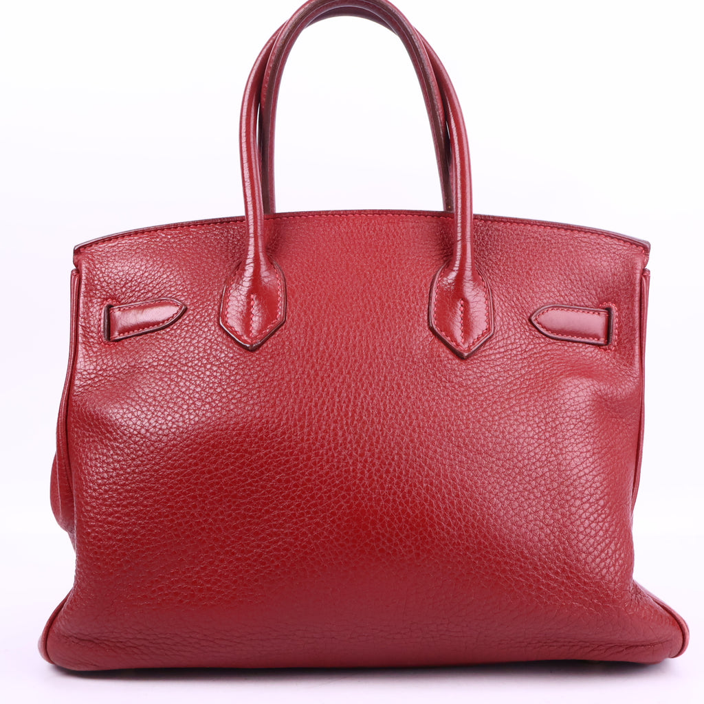 J3215 Hermes Top Handle Bag Birkin 30 | Pre-Owned Like New Vermillion Togo leather