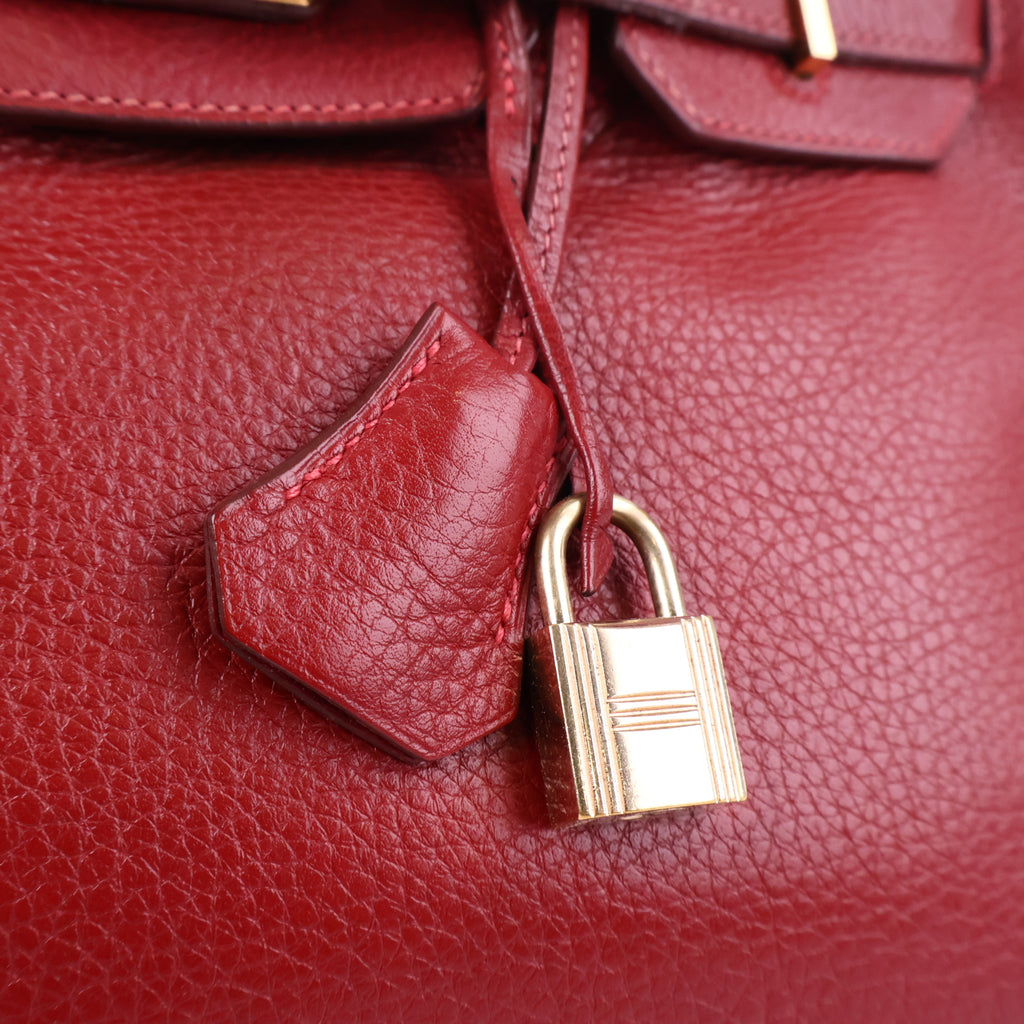 J3215 Hermes Top Handle Bag Birkin 30 | Pre-Owned Like New Vermillion Togo leather
