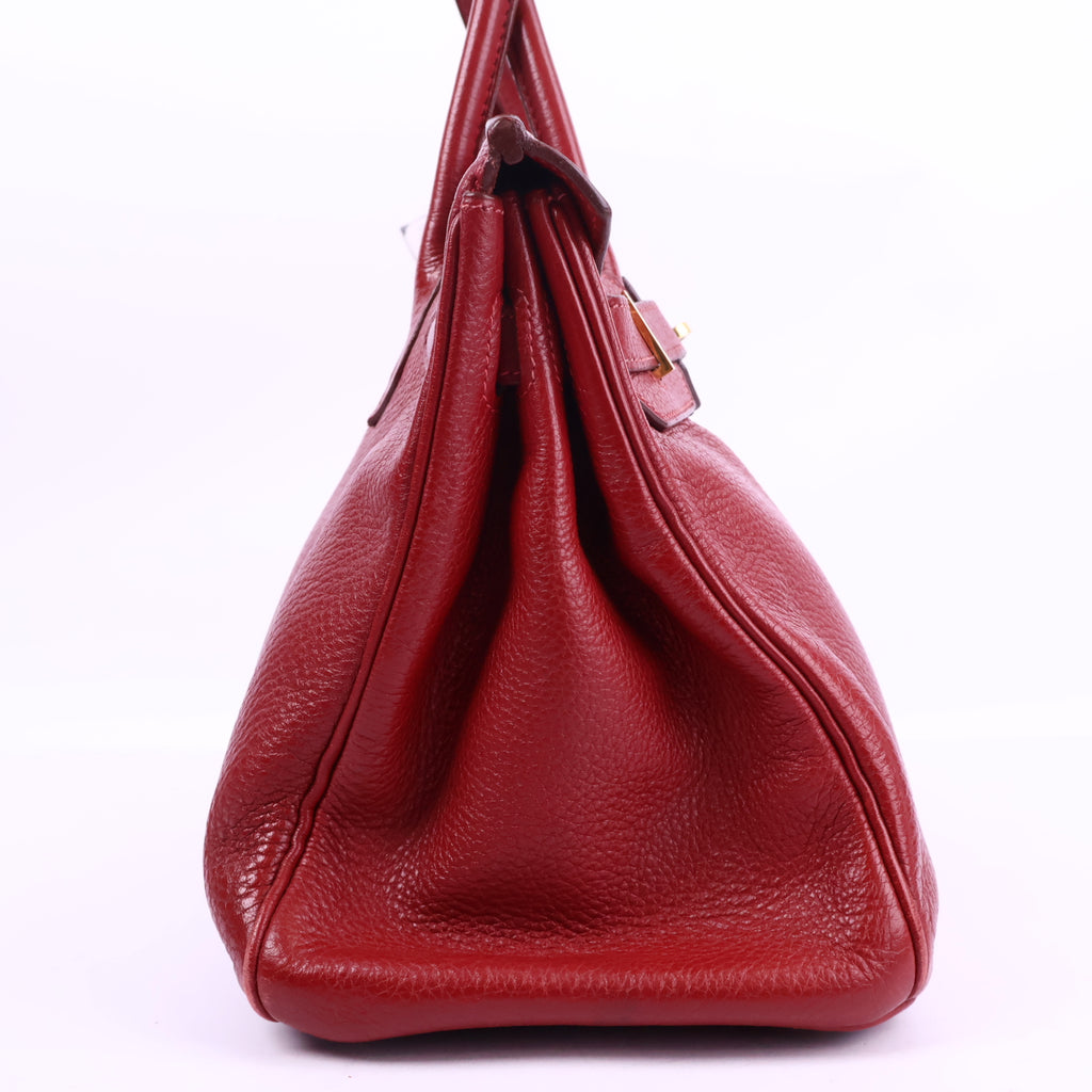 J3215 Hermes Top Handle Bag Birkin 30 | Pre-Owned Like New Vermillion Togo leather