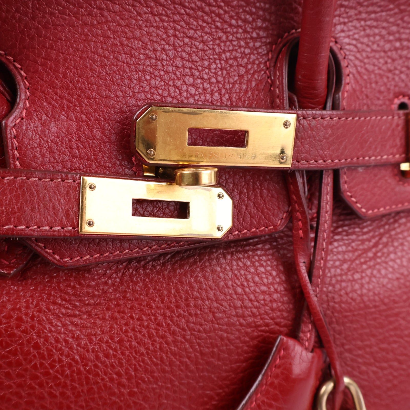 J3215 Hermes Top Handle Bag Birkin 30 | Pre-Owned Like New Vermillion Togo leather