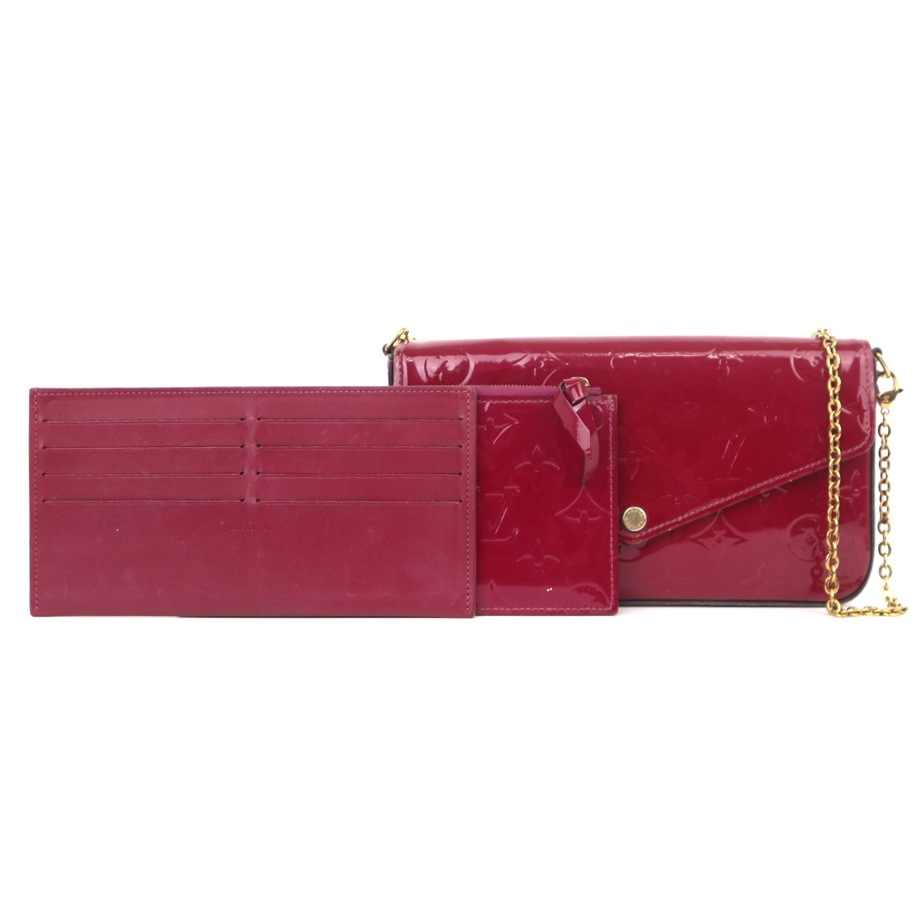 C1049 Louis Vuitton Pink Monogram Vernis Pochette Felicie-Pre Owned