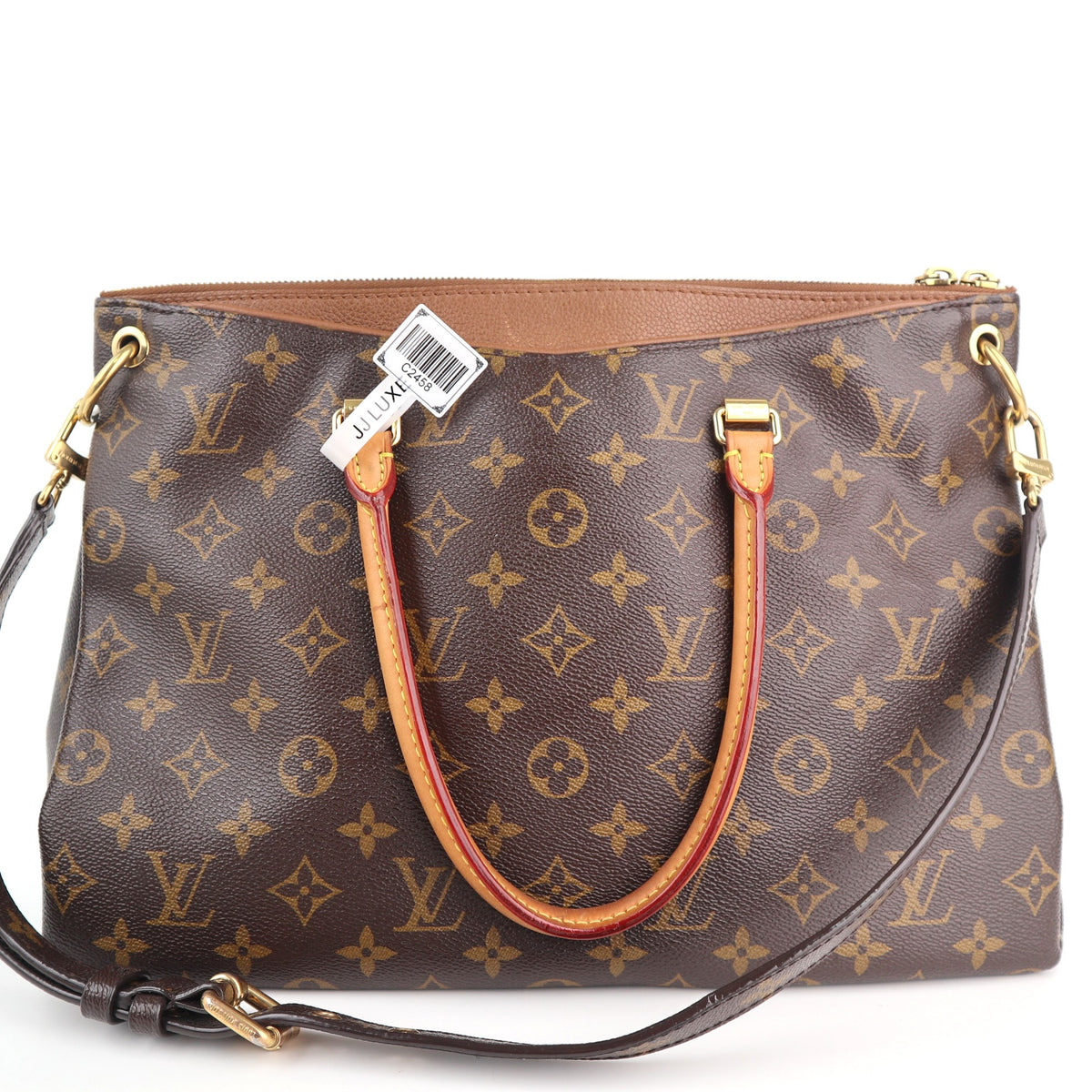 C2458 Louis Vuitton Shoulder Bag Pallas MM Monogram Canvas | Pre-Owned Very Good Brown Monogram Canvas