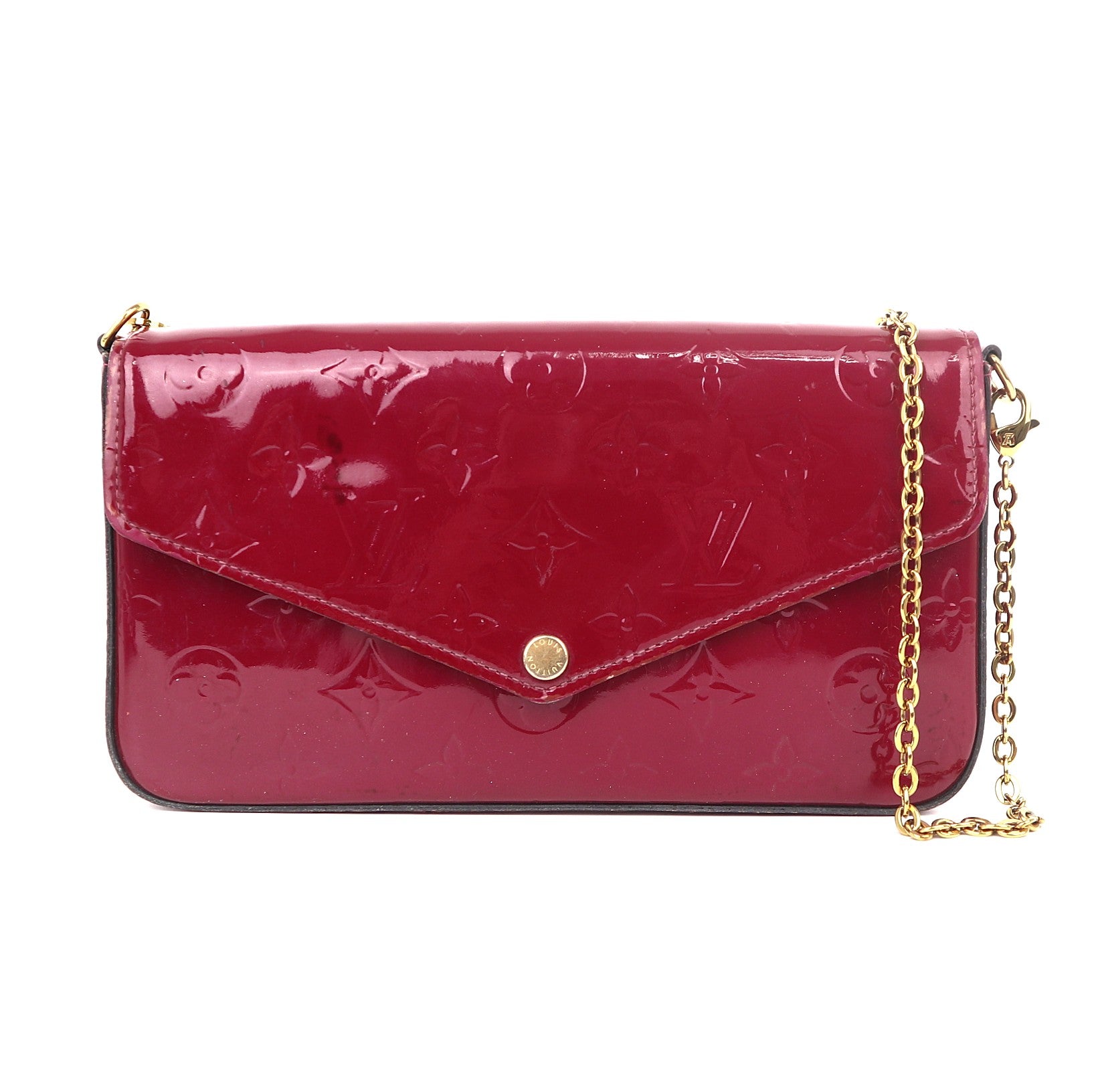 C1049 Louis Vuitton Pink Monogram Vernis Pochette Felicie-Pre Owned