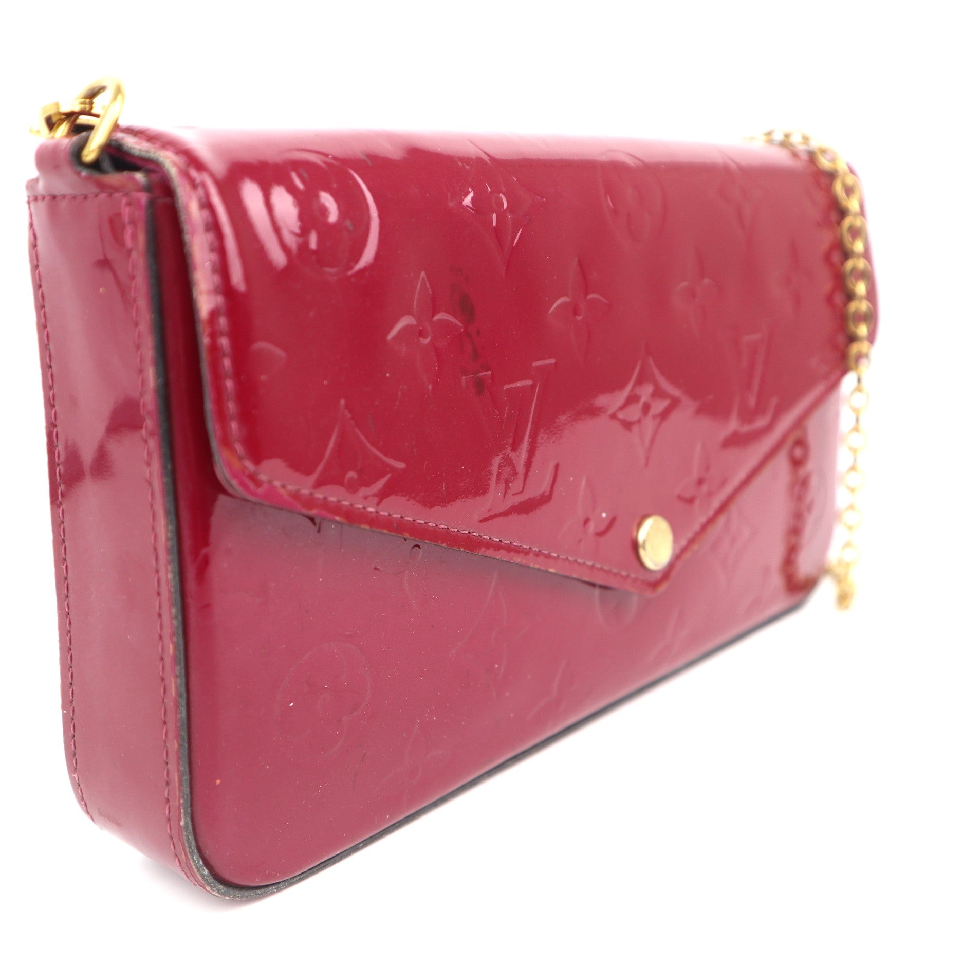 C1049 Louis Vuitton Pink Monogram Vernis Pochette Felicie-Pre Owned