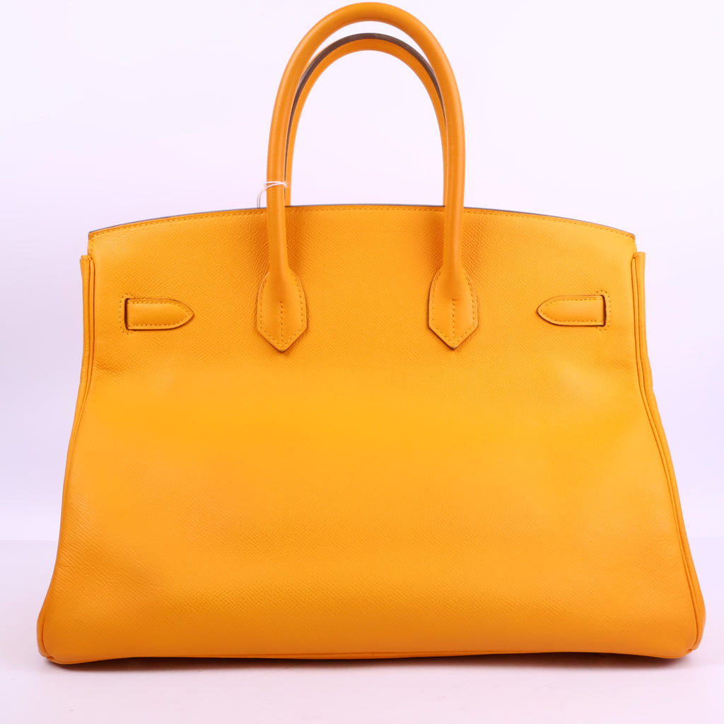 J3207 Hermes Top Handle Bag Birkin 35 | Pre-Owned Like New Soleil Yellow Epsom leather