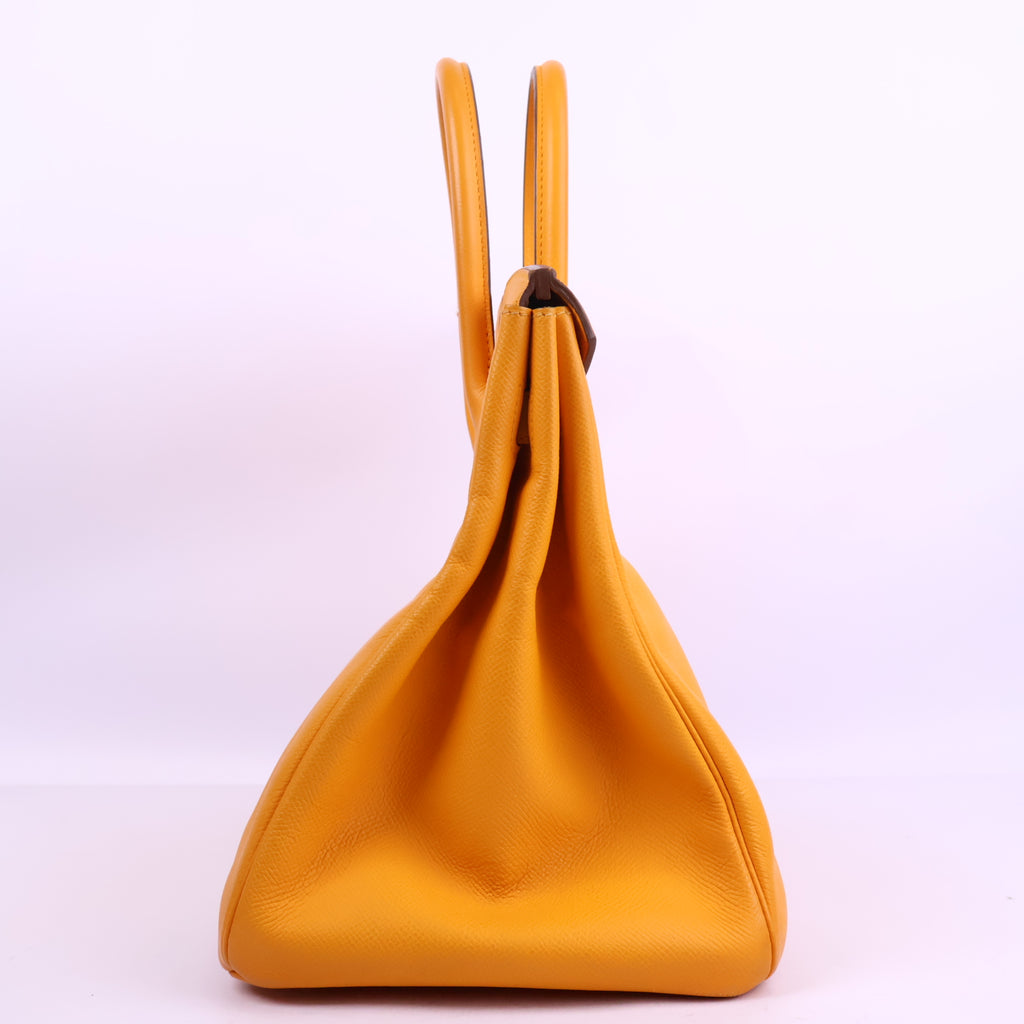 J3207 Hermes Top Handle Bag Birkin 35 | Pre-Owned Like New Soleil Yellow Epsom leather