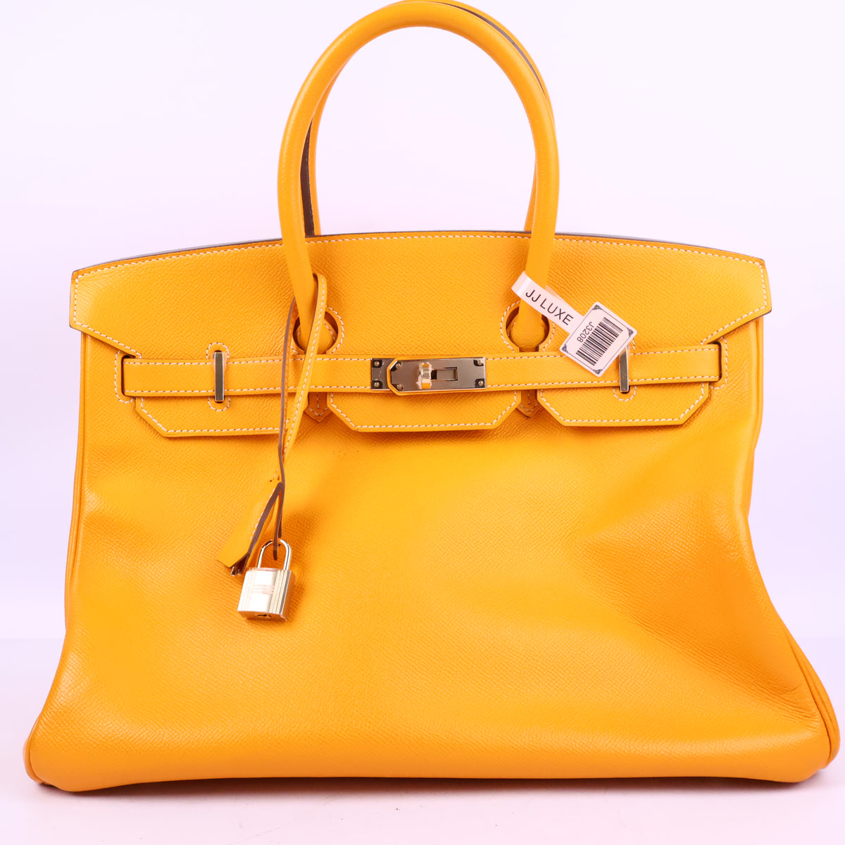 J3208 Hermes Top Handle Bag Birkin 35 | Pre-Owned Like New Soleil Yellow Leather Bicolor / Verso