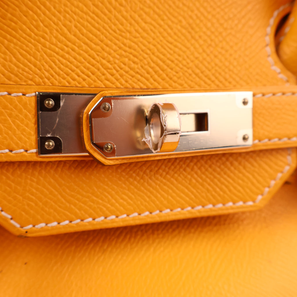 J3208 Hermes Top Handle Bag Birkin 35 | Pre-Owned Like New Soleil Yellow Leather Bicolor / Verso