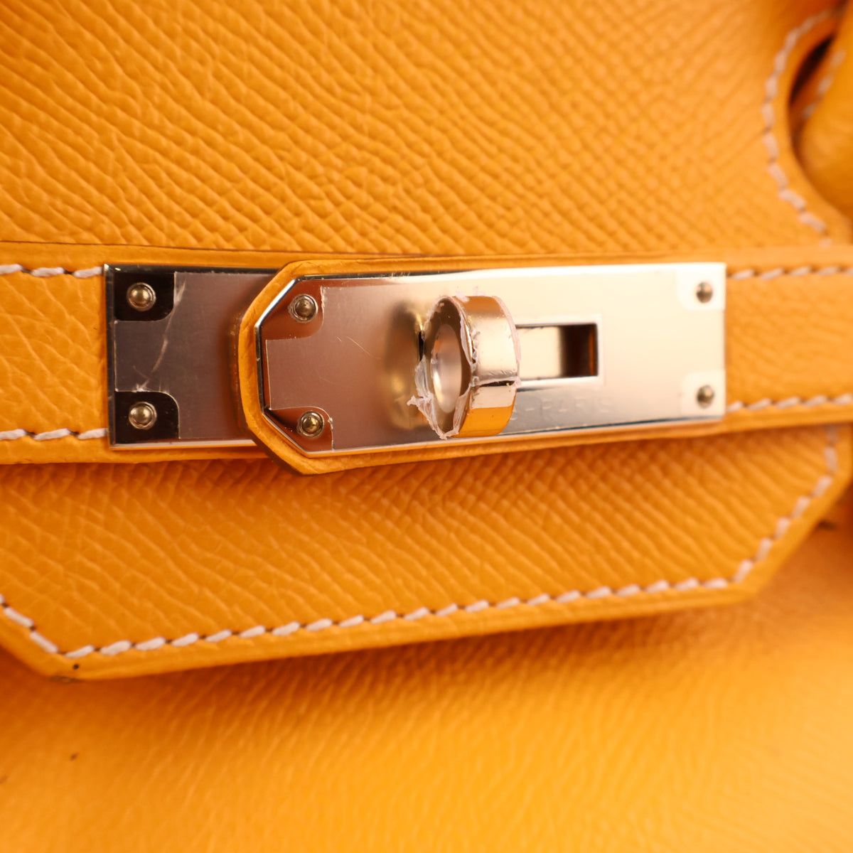 J3208 Hermes Top Handle Bag Birkin 35 | Pre-Owned Like New Soleil Yellow Leather Bicolor / Verso