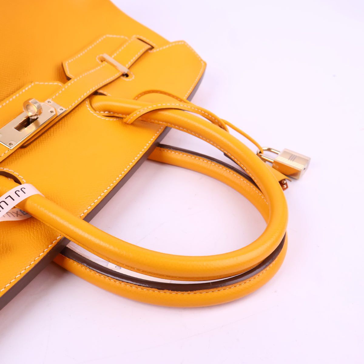 J3208 Hermes Top Handle Bag Birkin 35 | Pre-Owned Like New Soleil Yellow Leather Bicolor / Verso