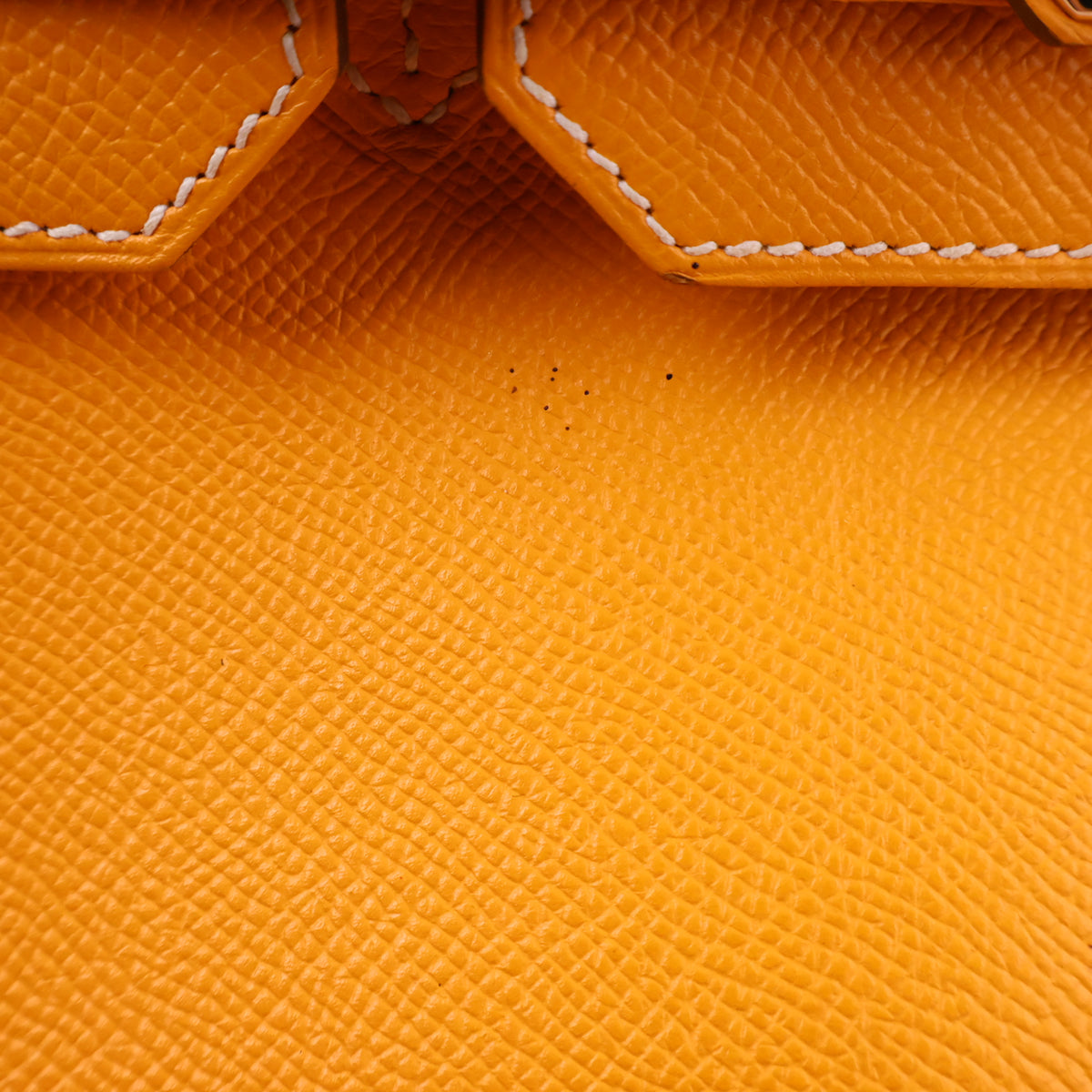 J3208 Hermes Top Handle Bag Birkin 35 | Pre-Owned Like New Soleil Yellow Leather Bicolor / Verso