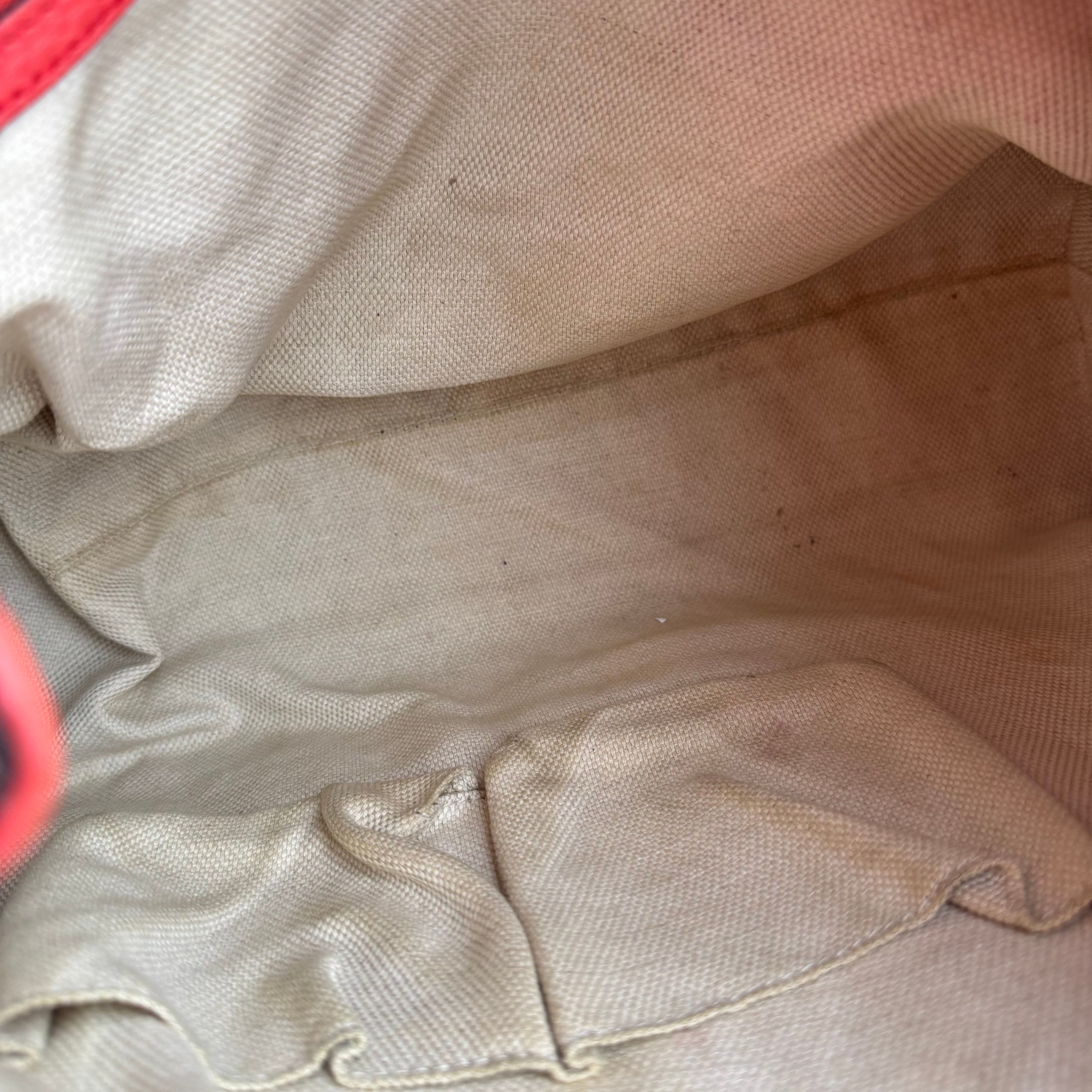 J1528 Gucci Tomato Pink-Red Fringe Tassel Soho Chain Tote- Pre Owned