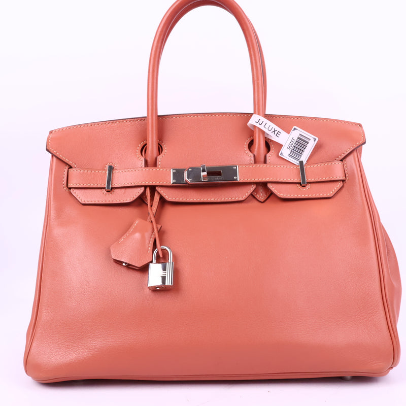 J3206 Hermes Top Handle Bag Birkin 30 | Pre-Owned Like New Lobster Pink Swift leather