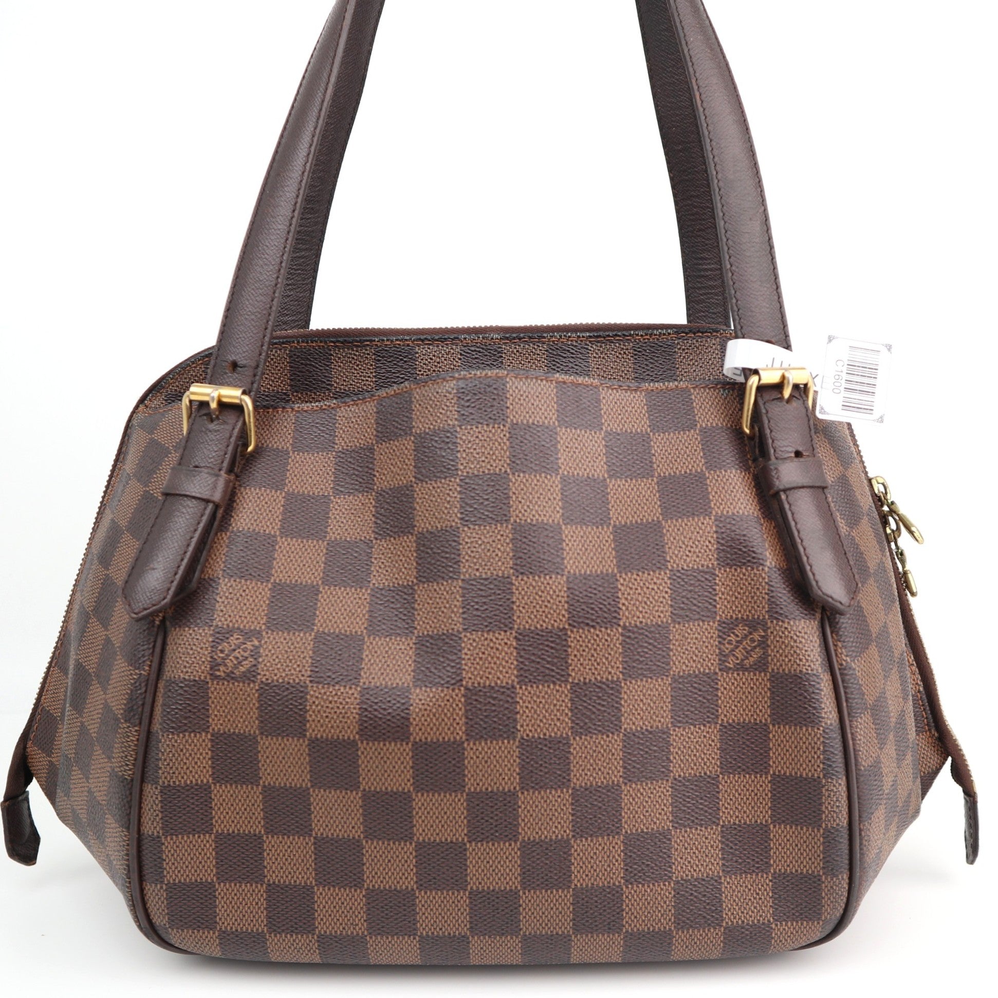 Louis Vuitton Damier Ebene Belem MM Shoulder Bag C1600 | Pre-Owned Good Brown Damier Ebene Canvas