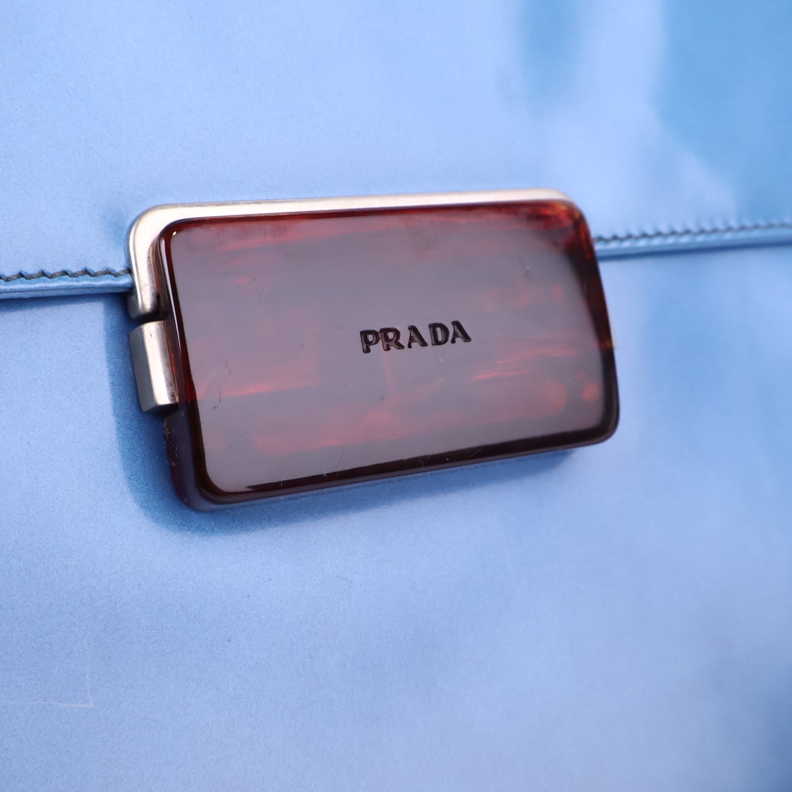 J2983 Prada Shoulder Bag Patent Leather Shoulder Bag | Pre-Owned Light Blue Patent leather