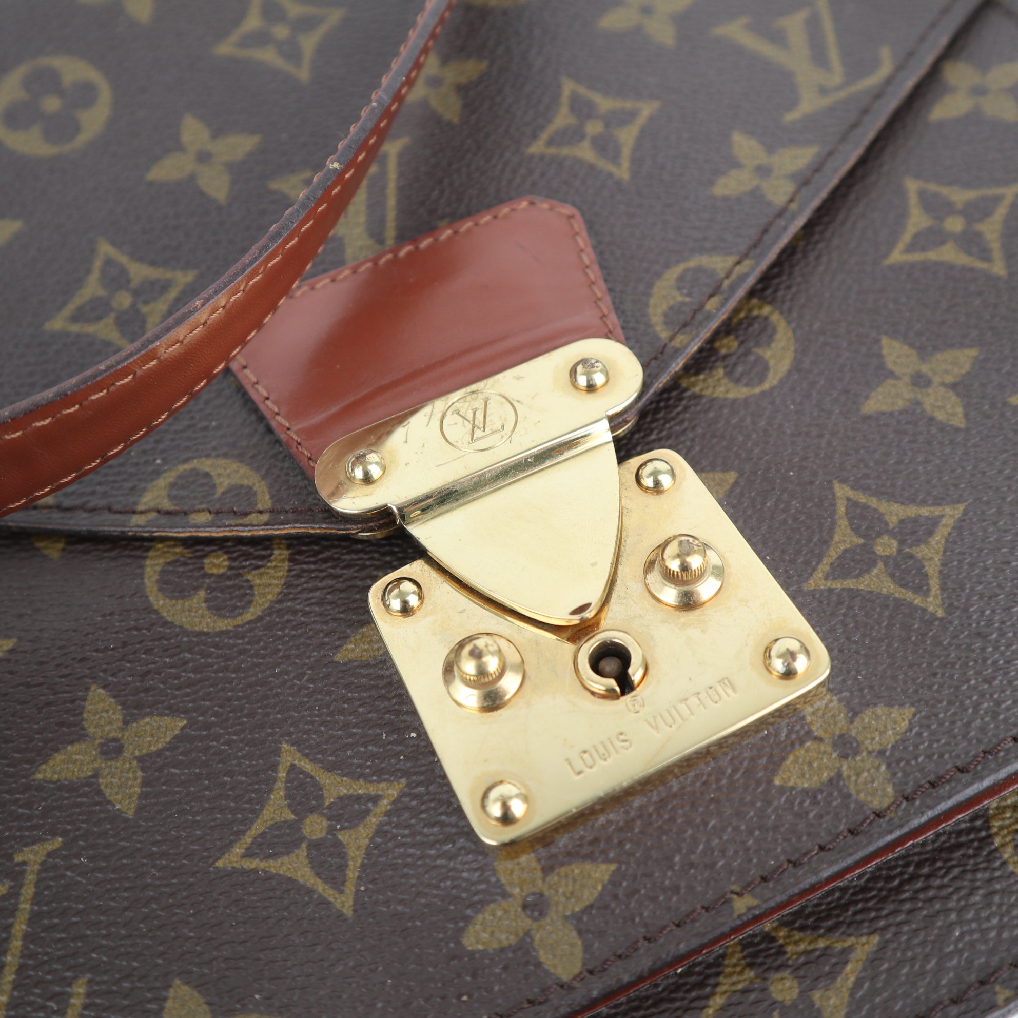 C2465 Louis Vuitton Top Handle Bag Monogram Canvas Monceau | Pre-Owned Very Good Brown Monogram Canvas