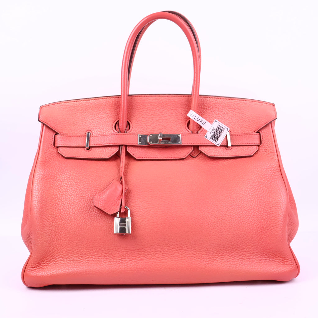 J3210 Hermes Top Handle Bag Birkin 35 | Pre-Owned Rose Lipstick Togo leather