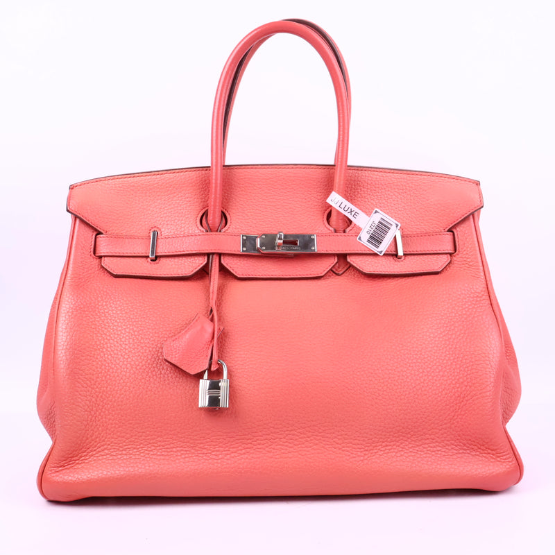 J3210 Hermes Top Handle Bag Birkin 35 | Pre-Owned Rose Lipstick Togo leather