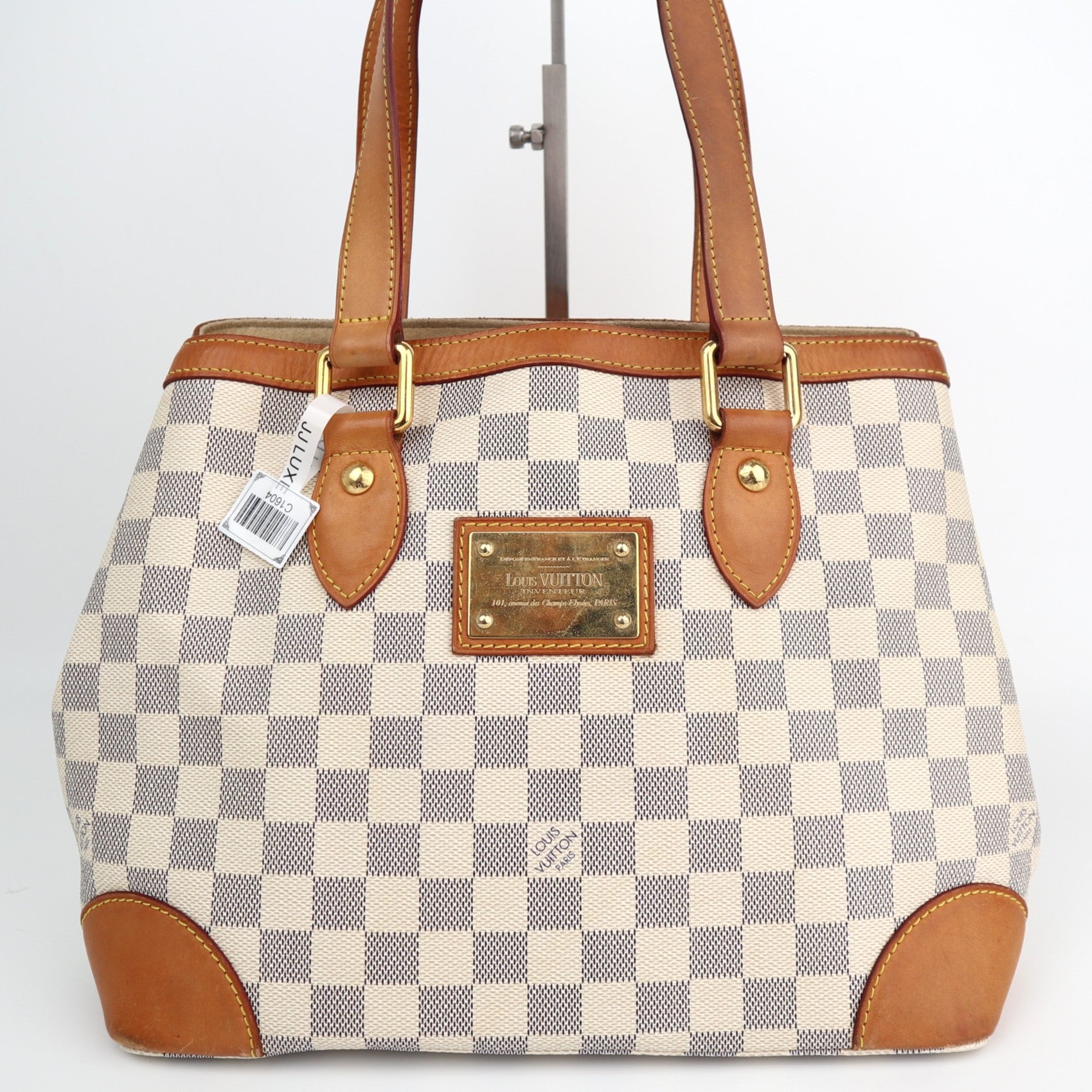 Louis Vuitton Damier Azur Canvas Hampstead PM Shoulder Bag C1604 | Pre-Owned Very Good Brown Damier Azur Canvas