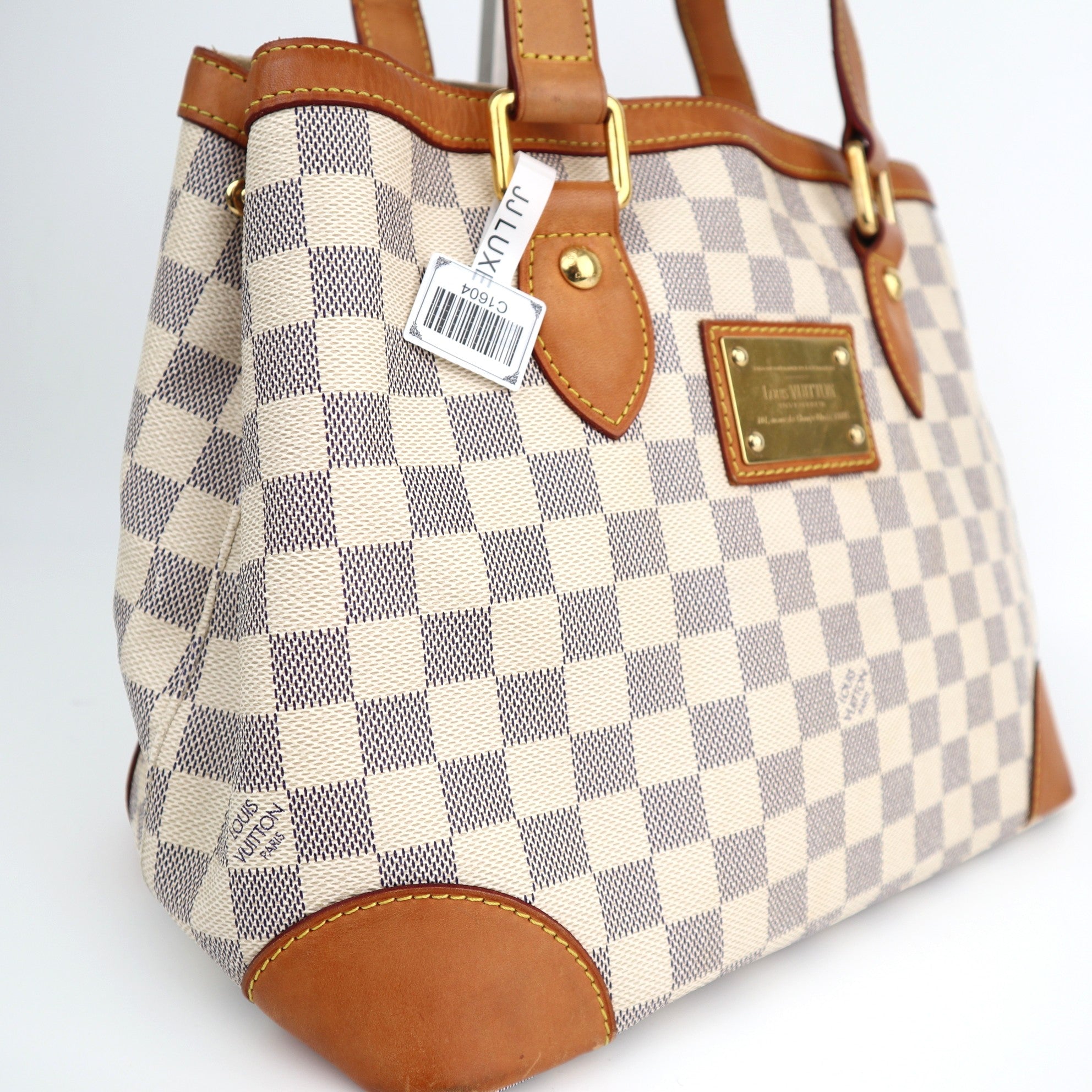 Louis Vuitton Damier Azur Canvas Hampstead PM Shoulder Bag C1604 | Pre-Owned Very Good Brown Damier Azur Canvas