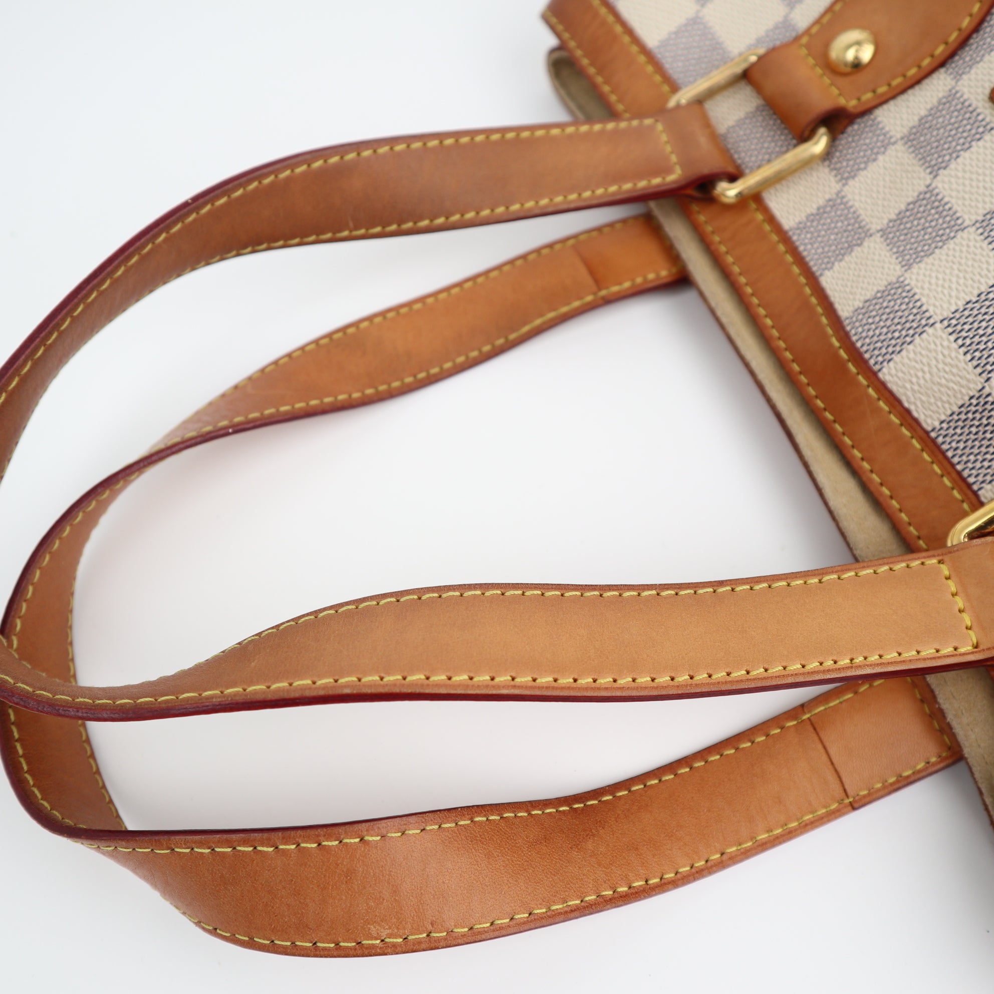 Louis Vuitton Damier Azur Canvas Hampstead PM Shoulder Bag C1604 | Pre-Owned Very Good Brown Damier Azur Canvas