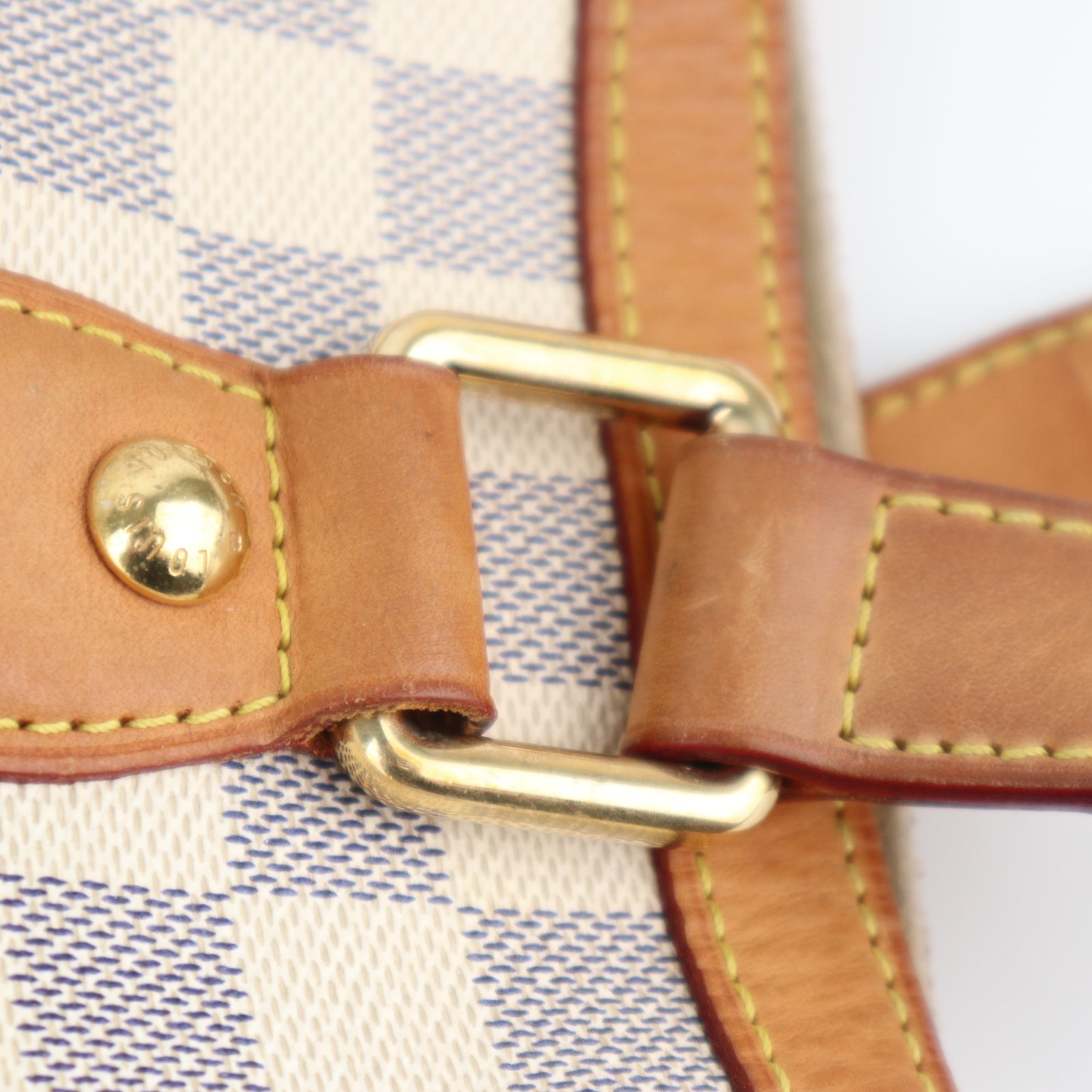 Louis Vuitton Damier Azur Canvas Hampstead PM Shoulder Bag C1604 | Pre-Owned Very Good Brown Damier Azur Canvas