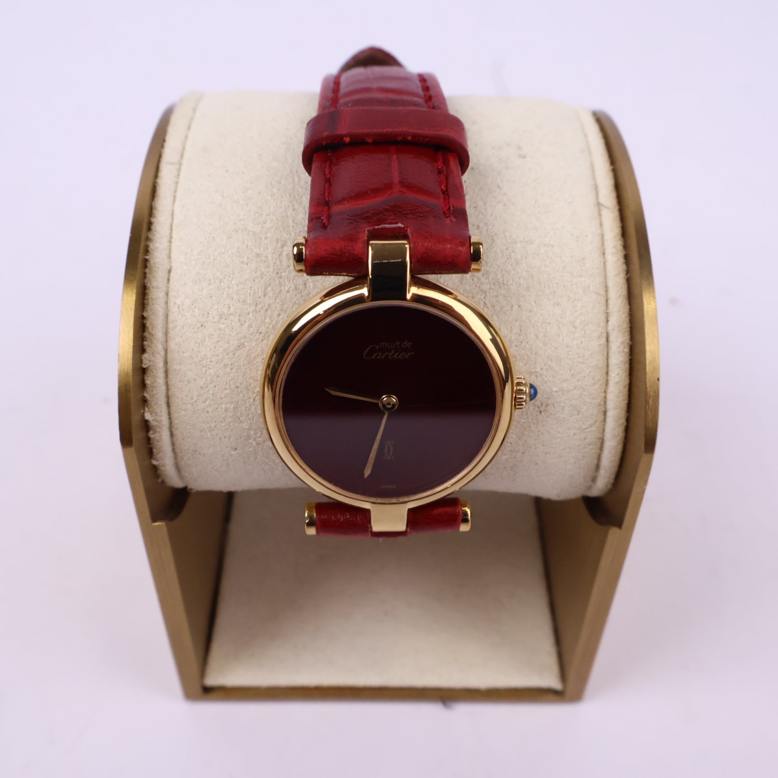 J1074 Cartier Watch Must De Cartier Vendome w/Papers | Pre-Owned Metallic Leather/Plain