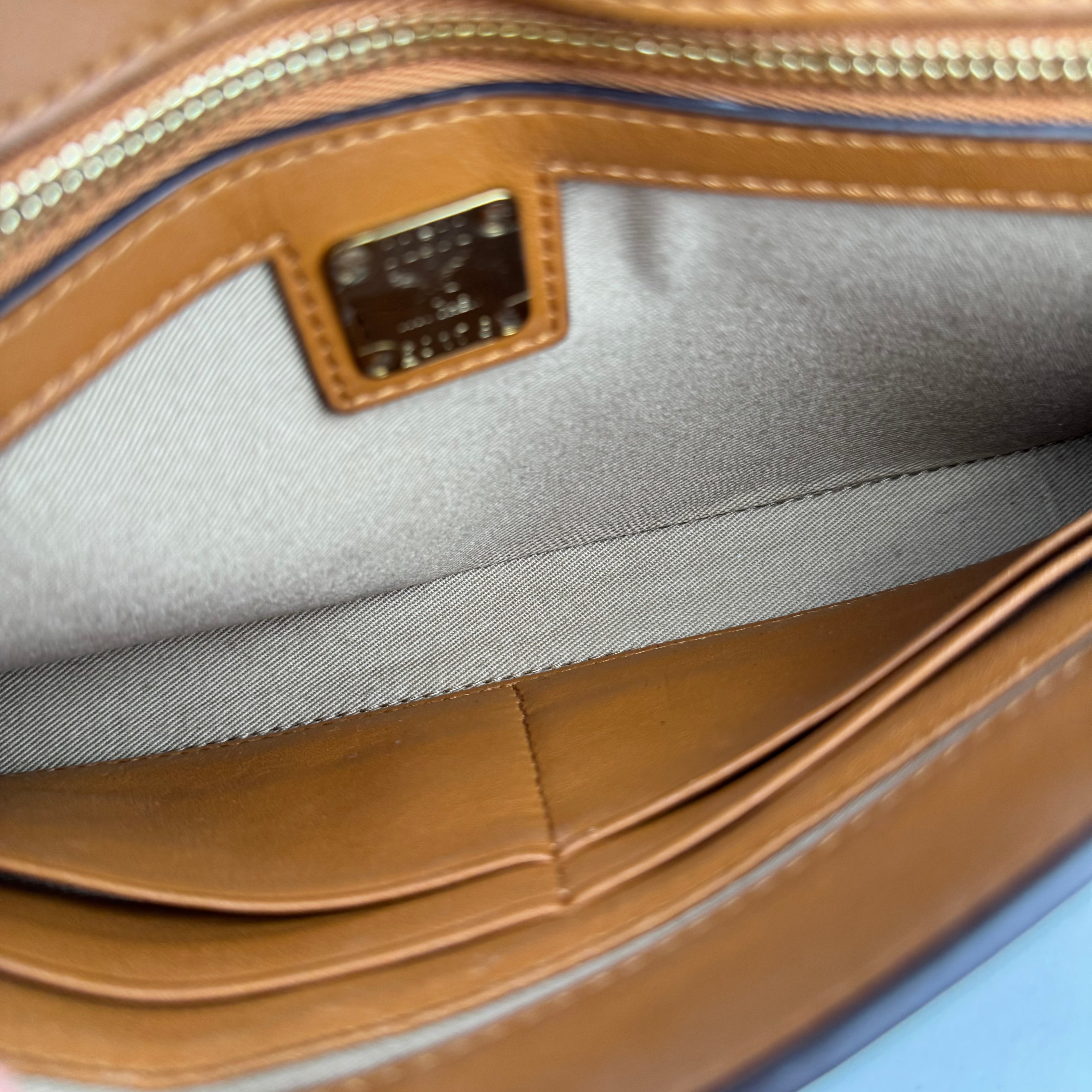 J1475 MCM Brown Visetos Crossbody Bag- Pre Owned