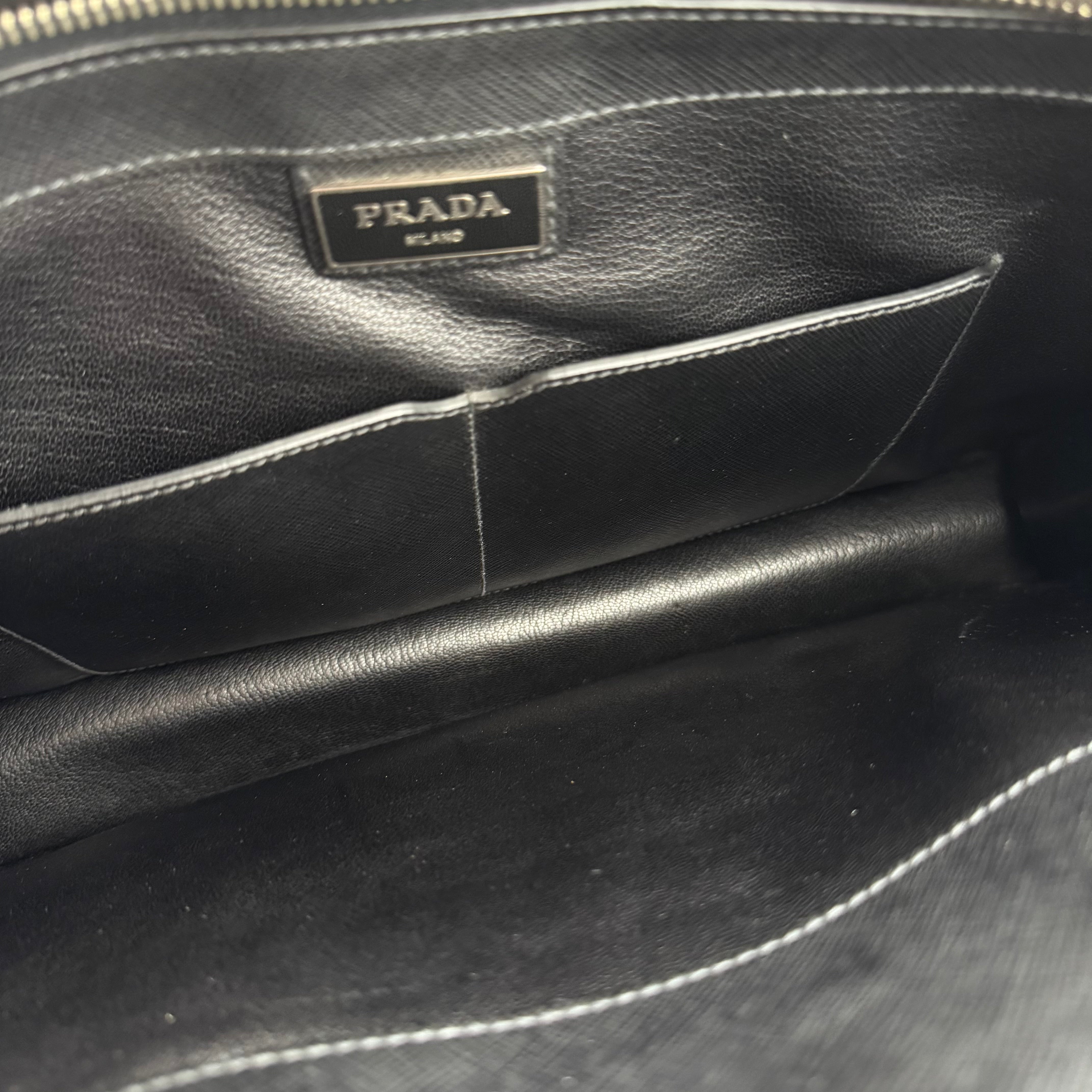 J1500 Prada Black Saffiano Leather Attache Briefcase- Pre Owned