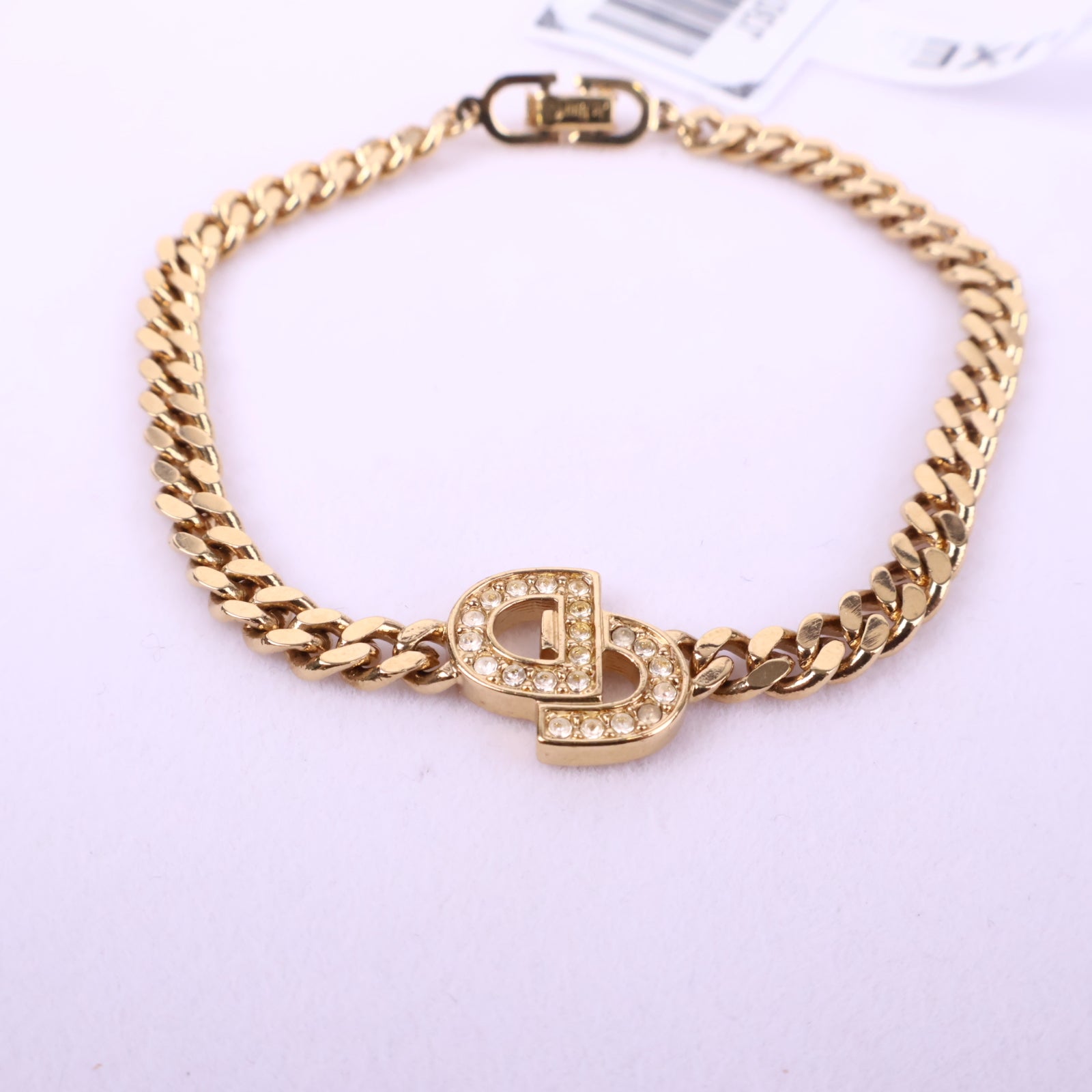 J3073 Christian Dior Bracelet CD Bracelet Bangle Authentic Logo Rhinestone | Pre-Owned Metallic Rhinestone/Plain