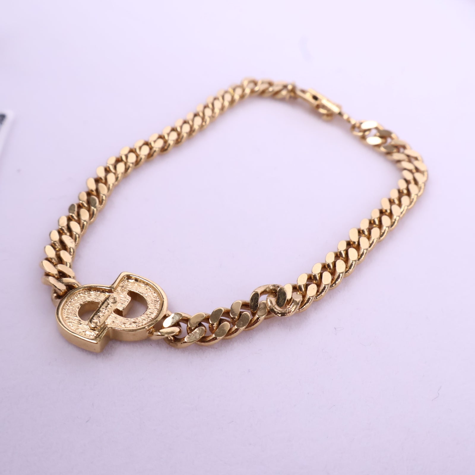 J3073 Christian Dior Bracelet CD Bracelet Bangle Authentic Logo Rhinestone | Pre-Owned Metallic Rhinestone/Plain