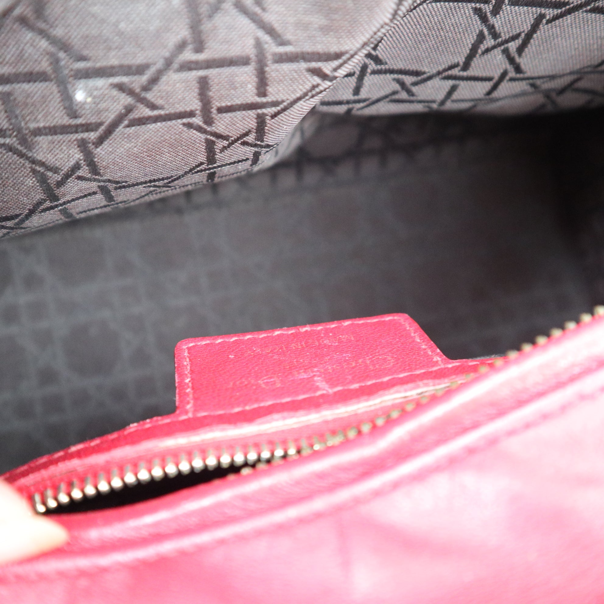 Christian Dior Lambskin Cannage Medium Lady Dior Red Shoulder Bag C1613 | Pre-Owned Very Good Red Cannage Leather