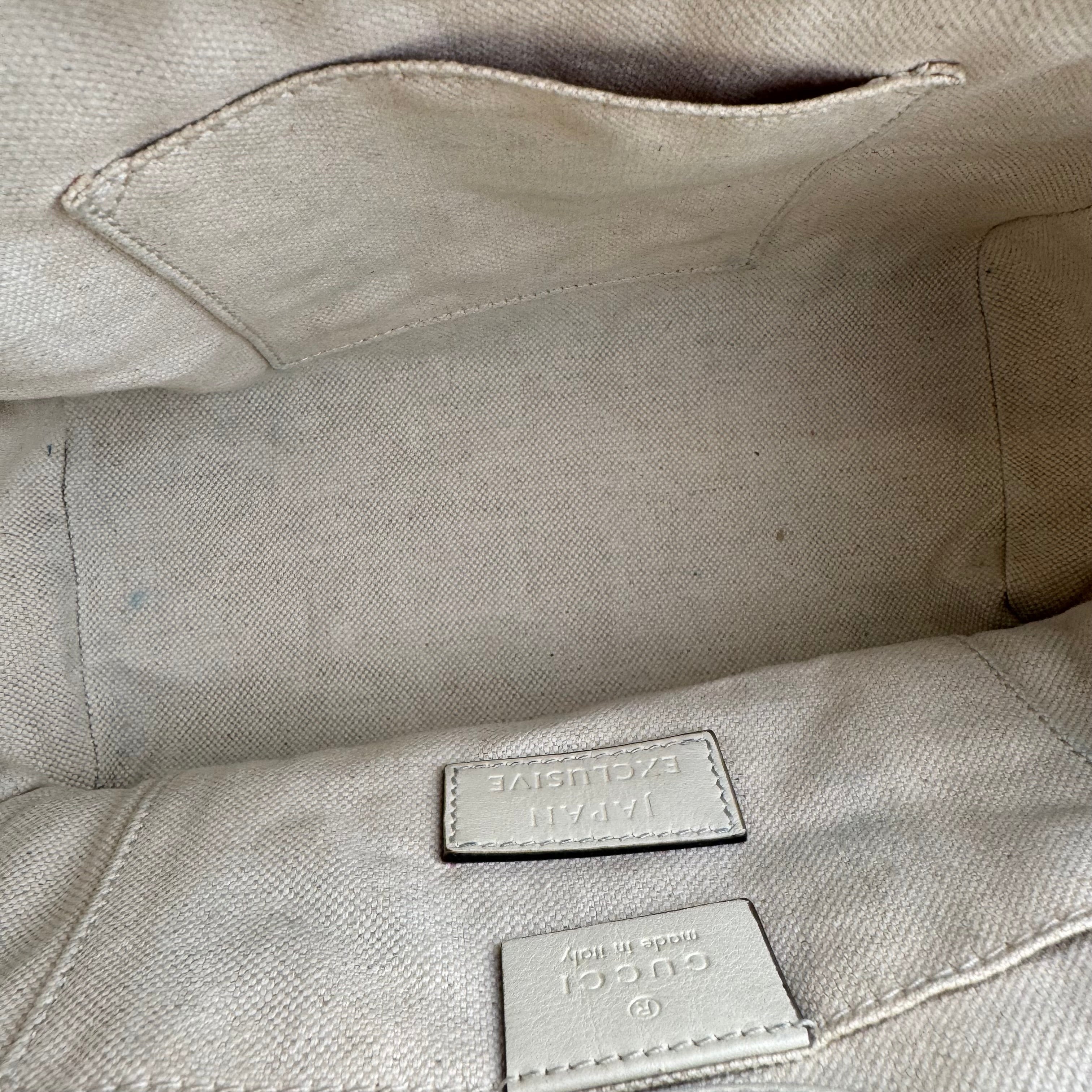 J1457 GUCCI Japan limited Tote Bag Leather White Gold- Pre Owned