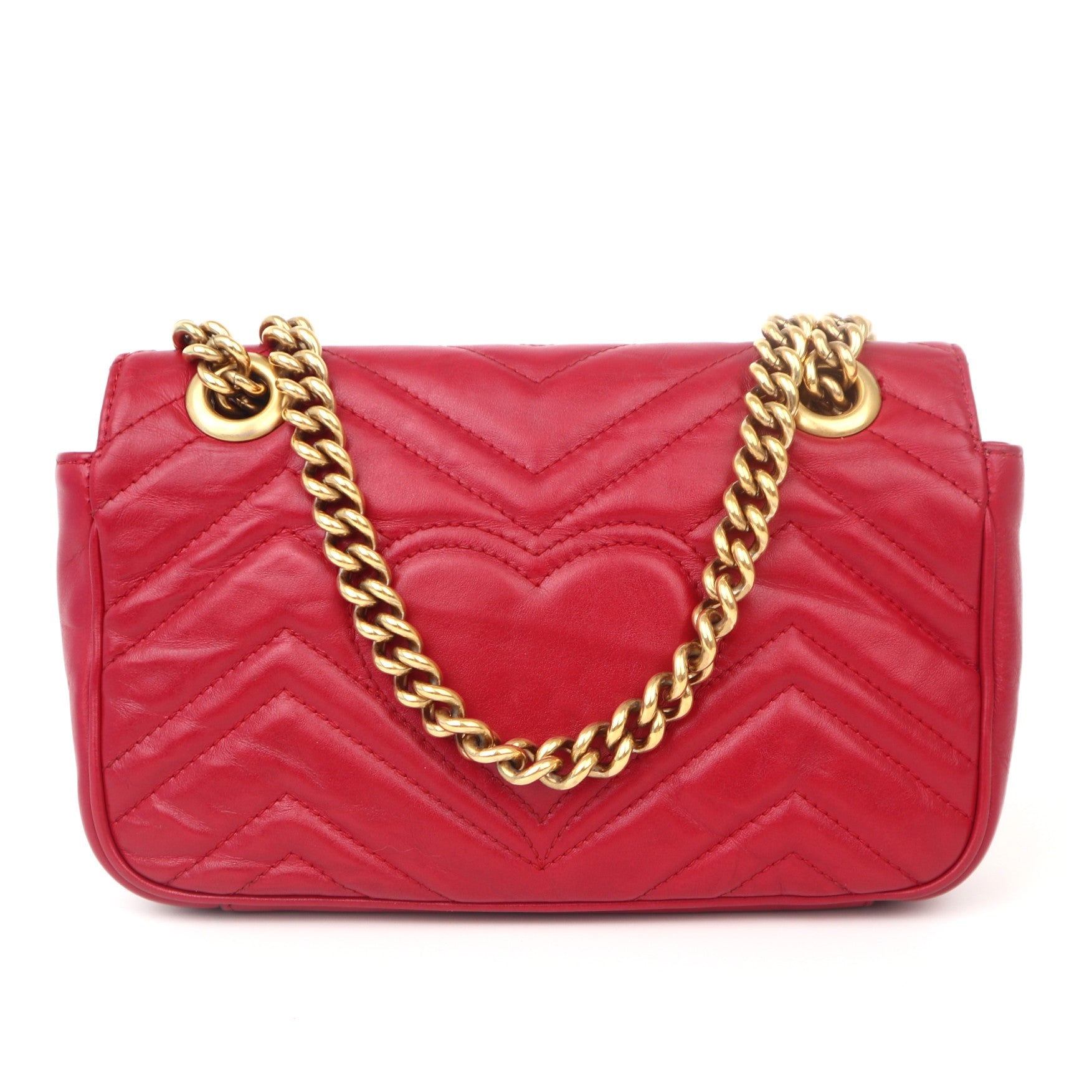 C1064 GG Marmont Bag Collection Red Leather Shoulder Bag-Pre Owned