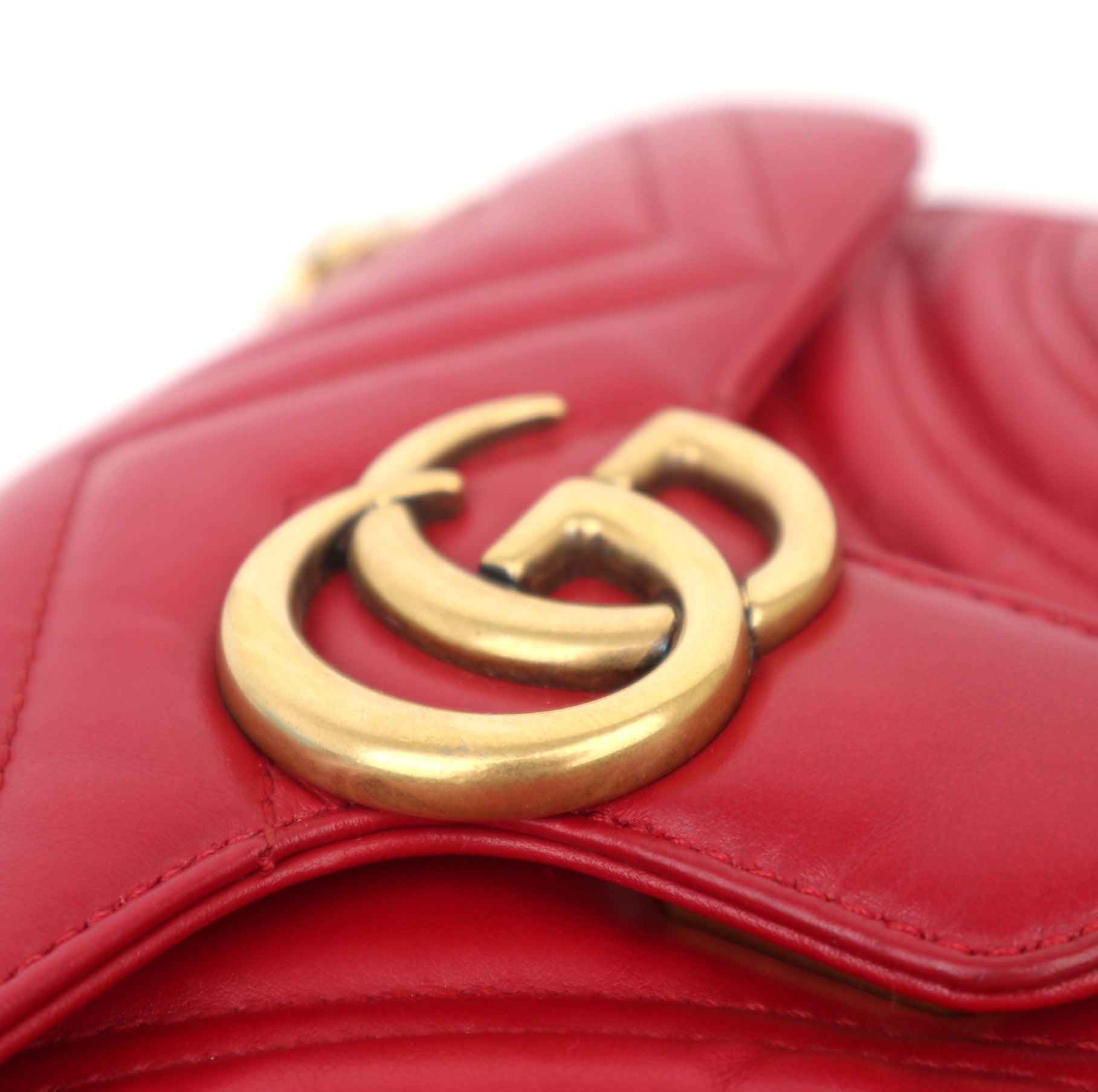 C1064 GG Marmont Bag Collection Red Leather Shoulder Bag-Pre Owned