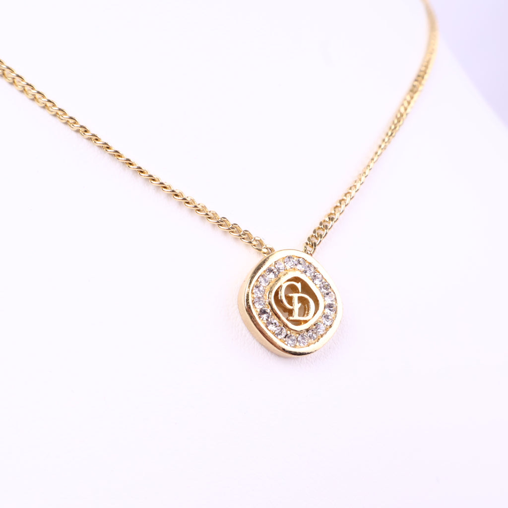 J3080 Christian Dior Necklace Logo | Pre-Owned Metal Dior logo