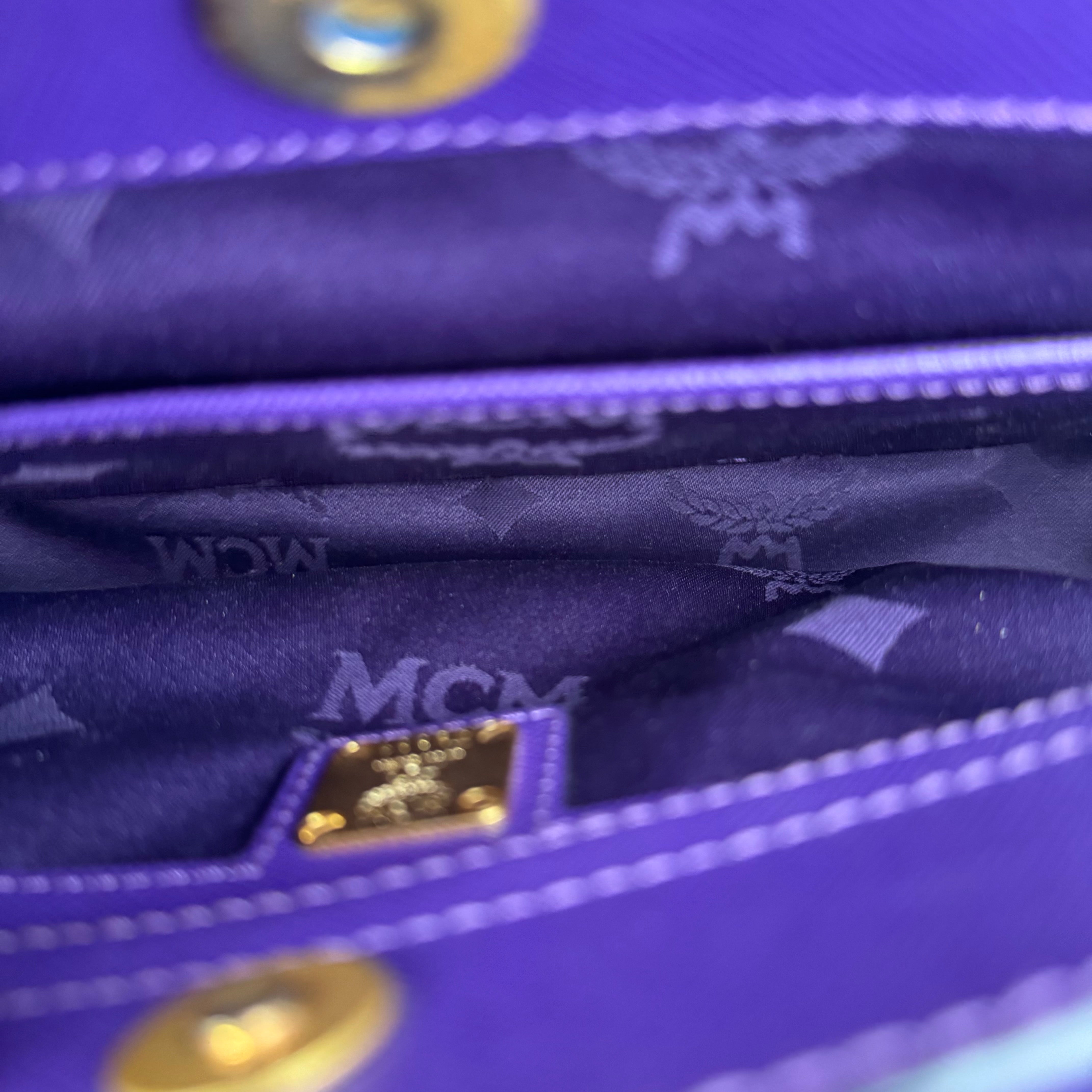 J1442 MCM Purple Saffiano Leather Top Handle Bag- Pre Owned