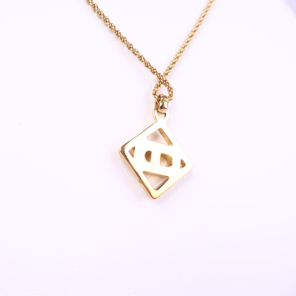 J3061 Christian Dior Necklace Dior square motif Rhinestone Gold Plated Necklace | Pre-Owned Gold Gold-plated metal, Crystal