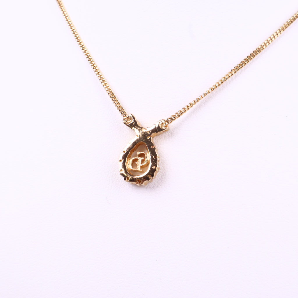 J3069 Christian Dior Necklace Dior Ribbon motif Rhinestone Gold Plated Necklace | Pre-Owned Gold Gold-plated metal, Crystal Ribbon motif