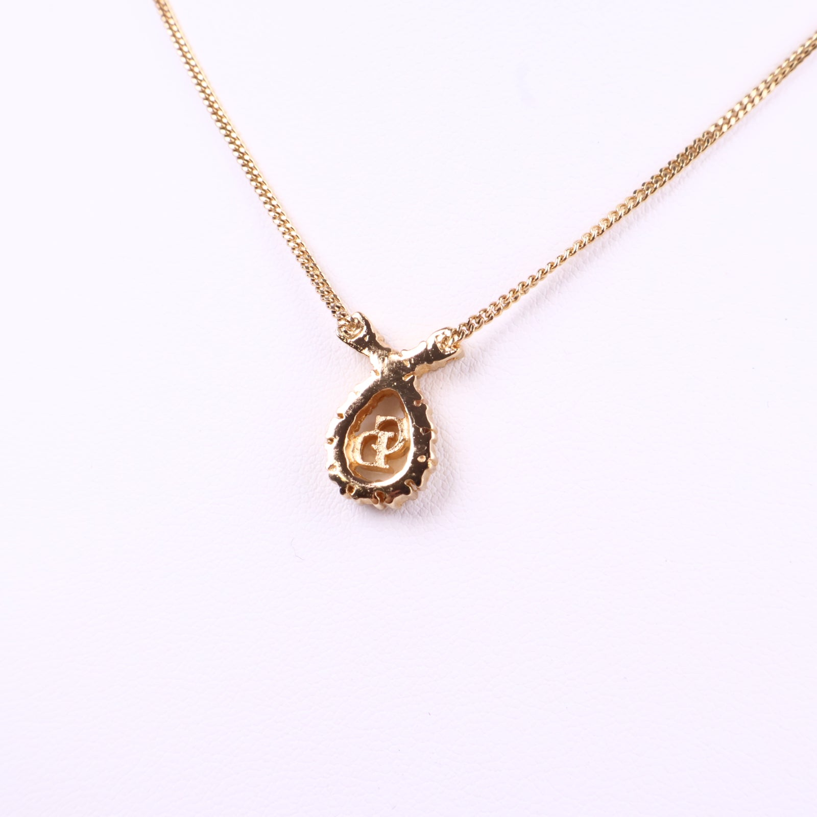 J3069 Christian Dior Necklace Dior Ribbon motif Rhinestone Gold Plated Necklace | Pre-Owned Gold Gold-plated metal, Crystal Ribbon motif